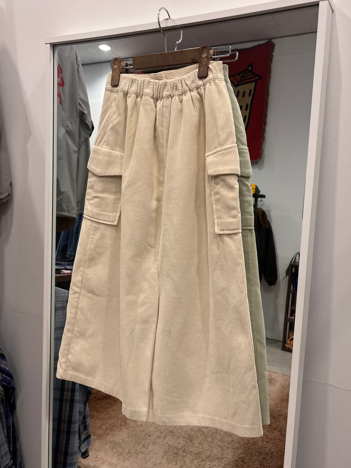Vtg 빈티지 코듀로이 밴딩 스커트 (~28inch) 상품이미지4