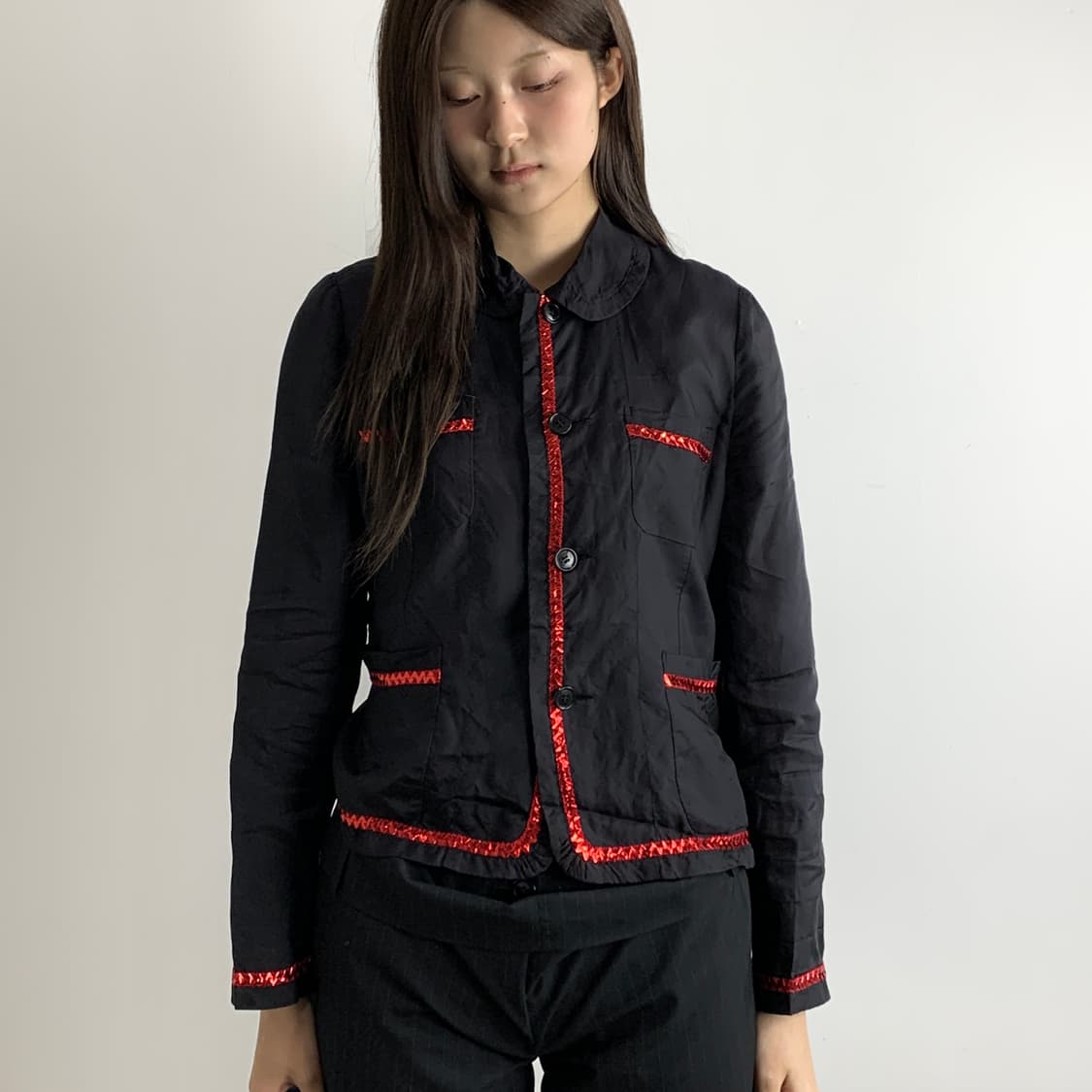 꼼데가르송 로브드샹브레 리본 콘페티 트리밍 자켓 상품이미지3