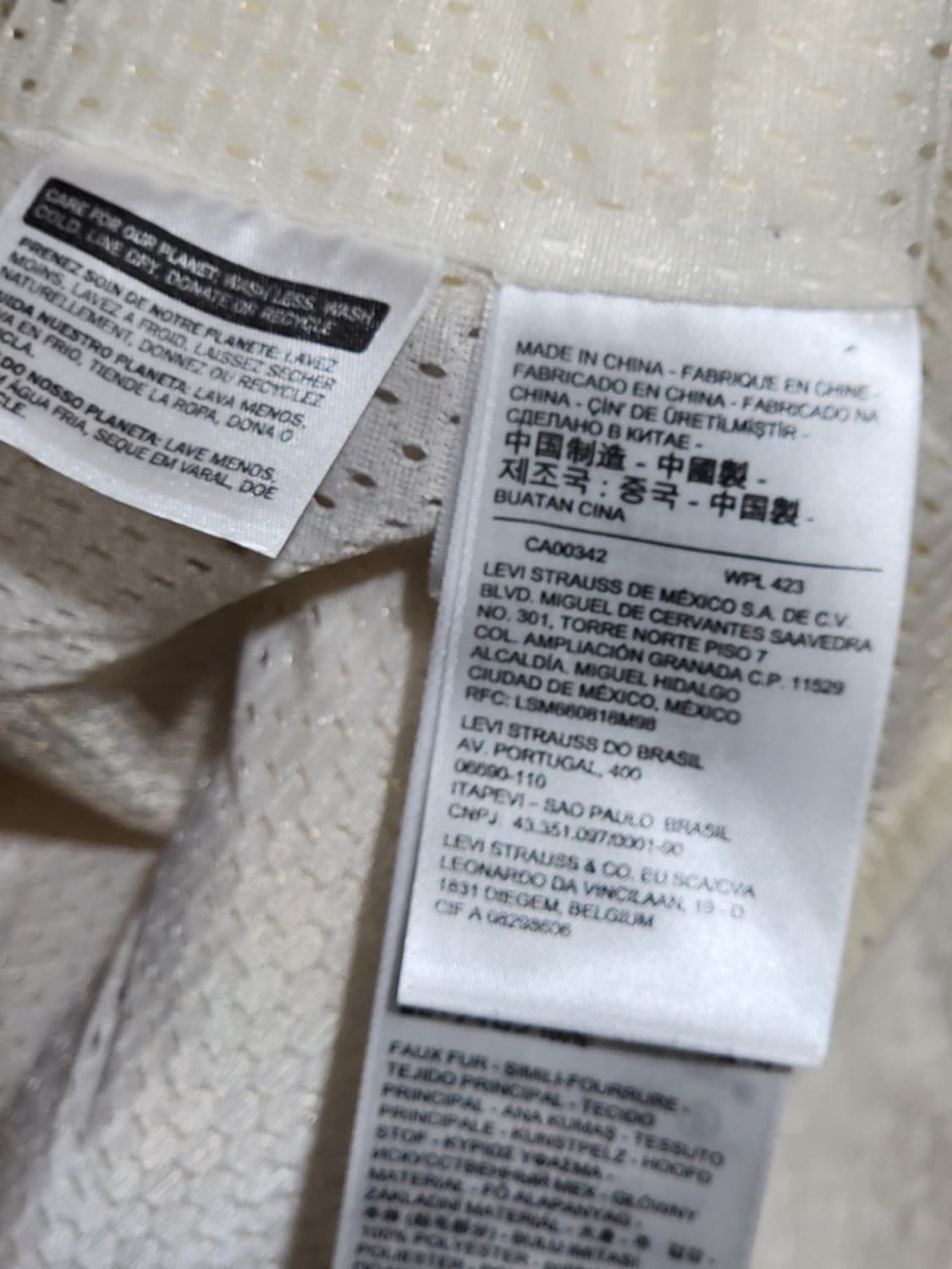 (XL) 리바이스 플리스 점퍼 아이보리 뽀글이 후리스 자켓  상품이미지5