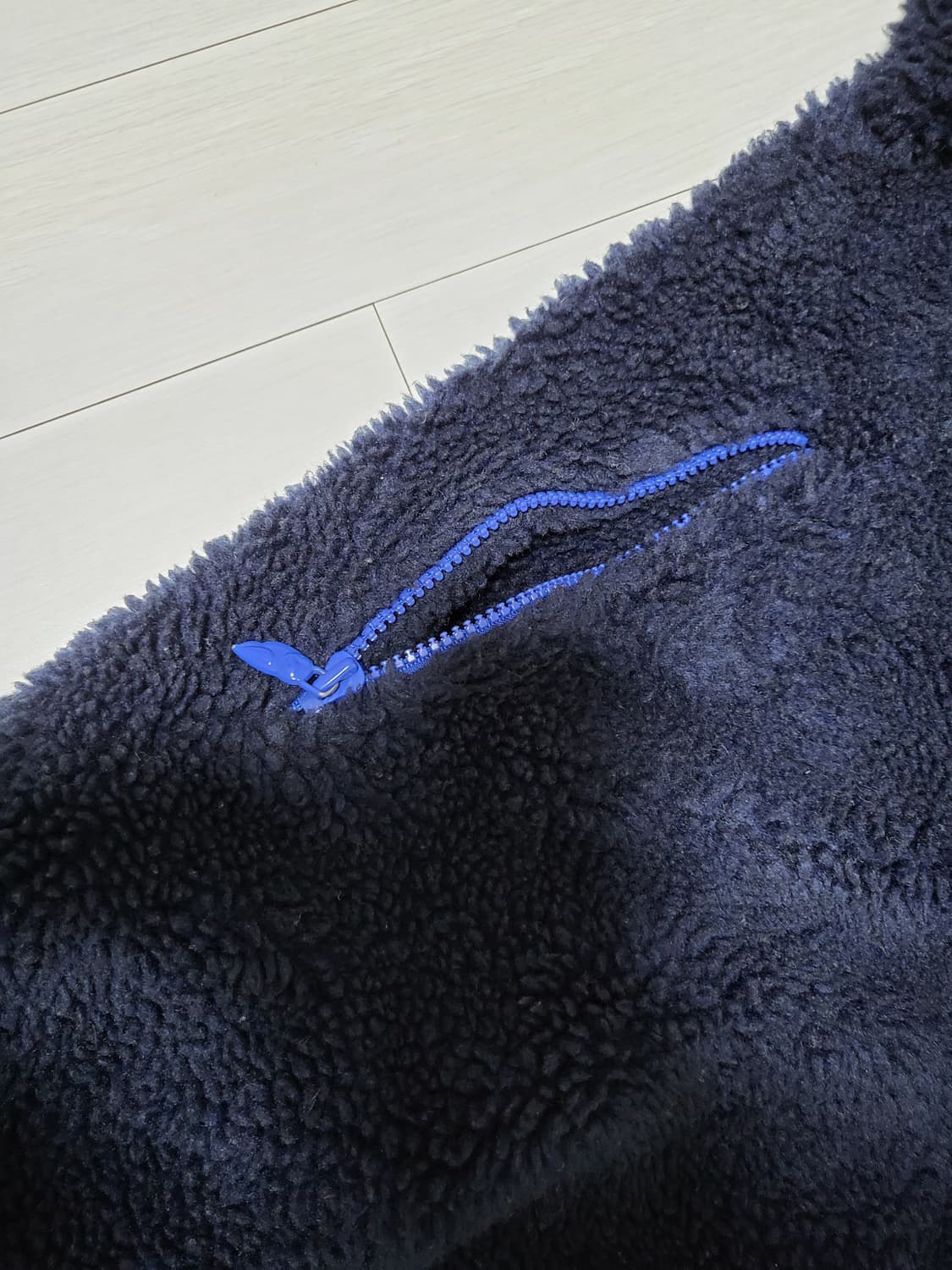 럭키슈에뜨 오버사이즈 뽀글이 후리스 아이보리/네이비 free55-77 상품이미지5