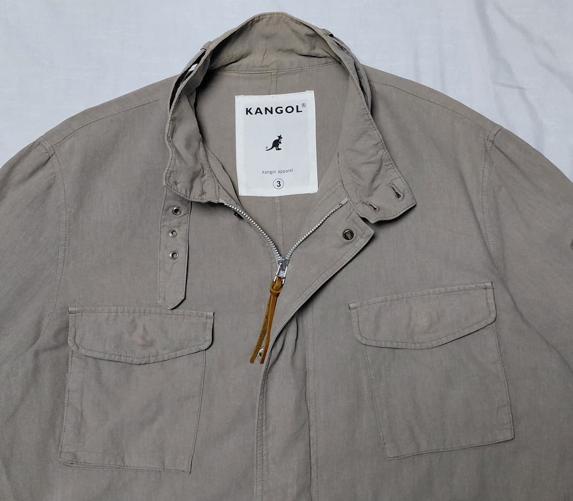 [L] 캉골(KANGOL) 린넨 혼방 빈티지 필드 재킷 (베이지/그레이) 상품이미지4