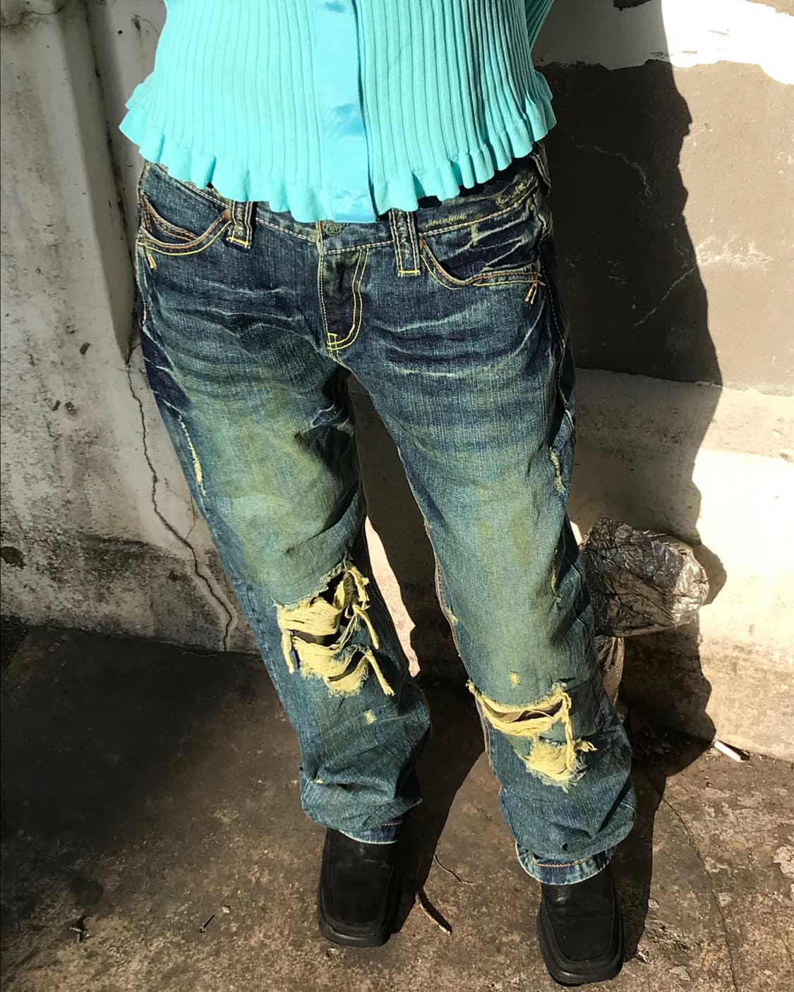 vintage damage denim pants (30inch) 상품이미지4