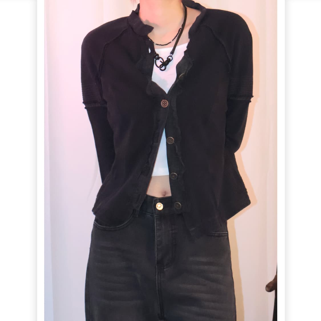 Coloring fabric detail cardiga 상품이미지2