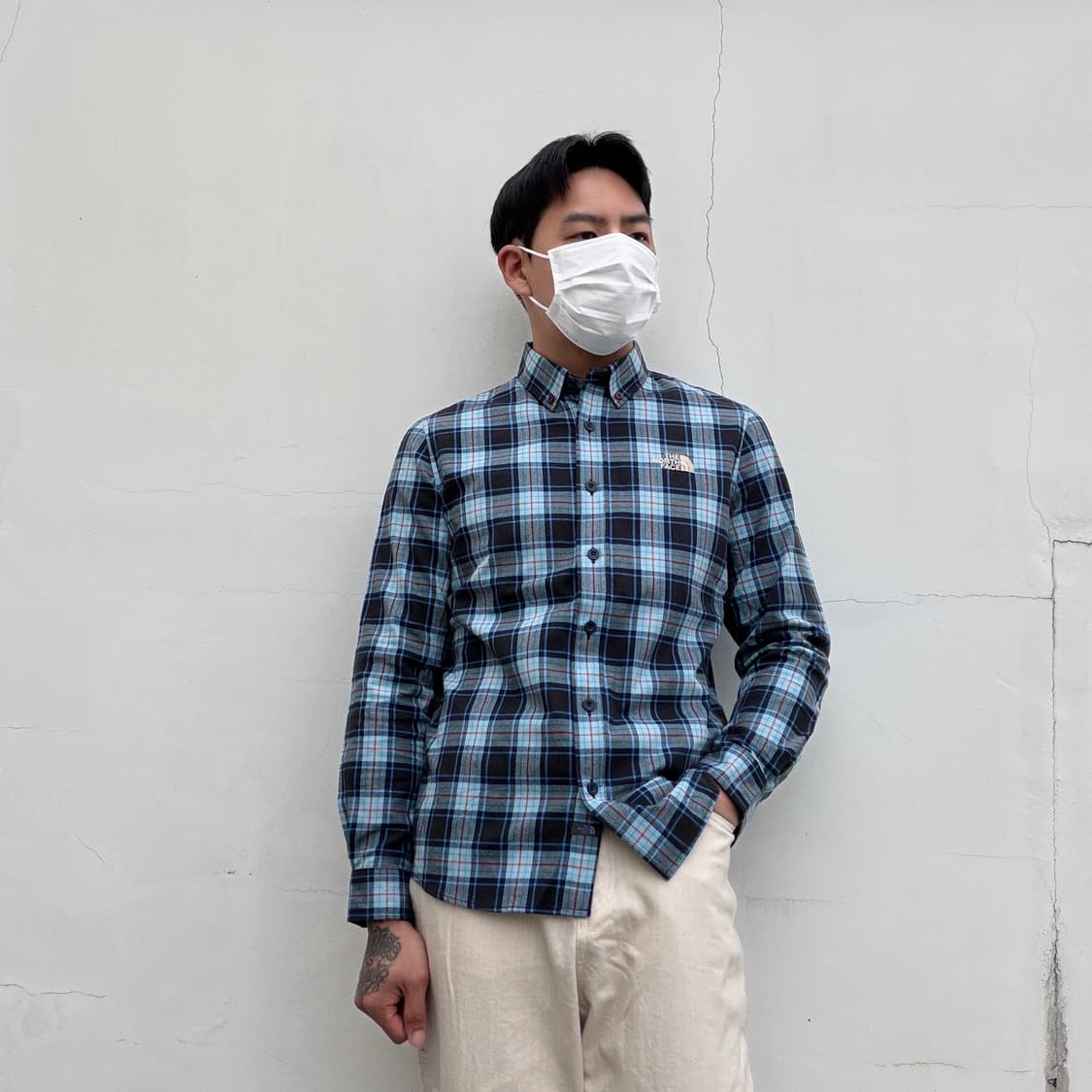 90)노스페이스 타탄체크 패턴 셔츠 상품이미지1