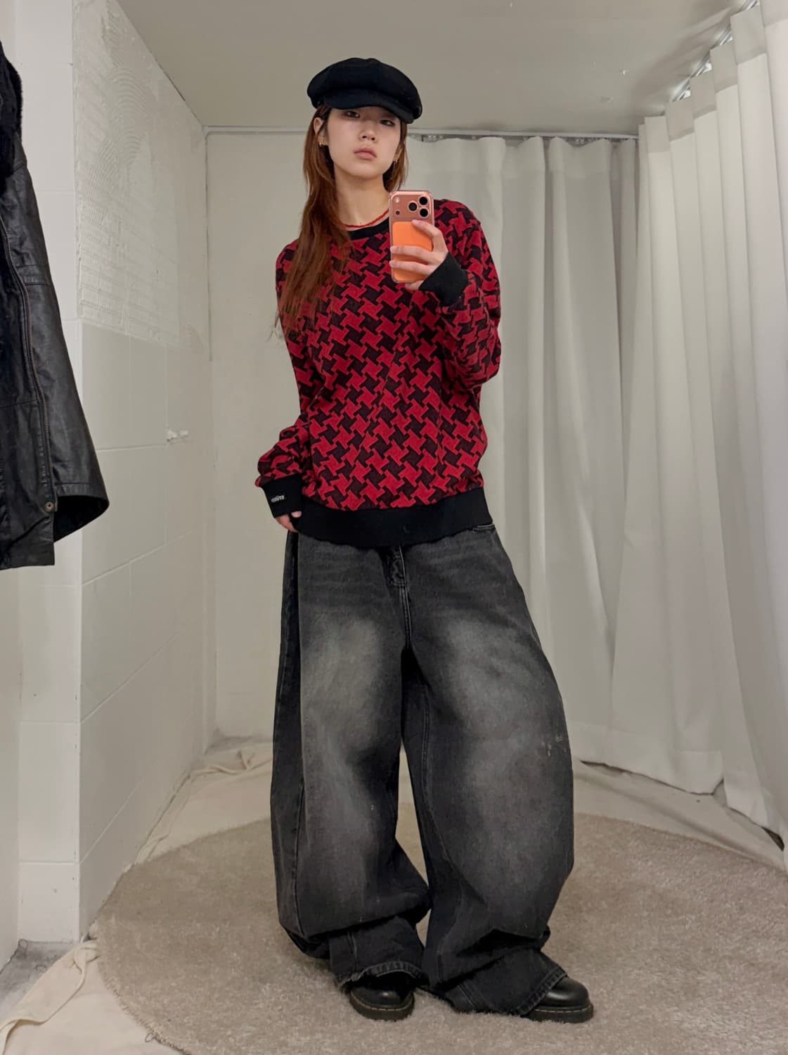 스투시 하운드투스 니트 블랙 레드 레더 스트릿 코디 세트 상품이미지3