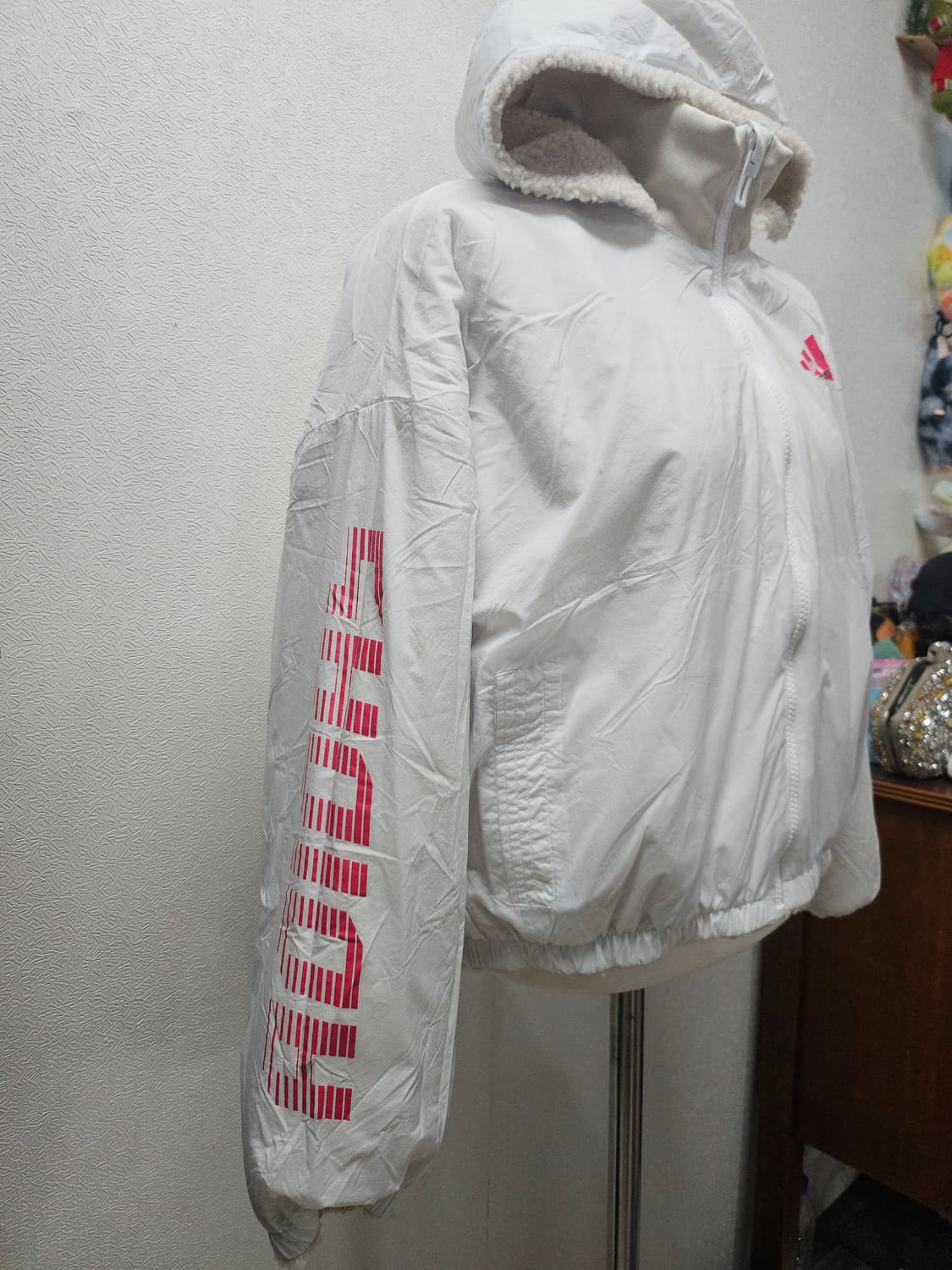 아디다스 리버시블  후드 뽀글이 플리스 바람막이 크롭자켓 상품이미지4