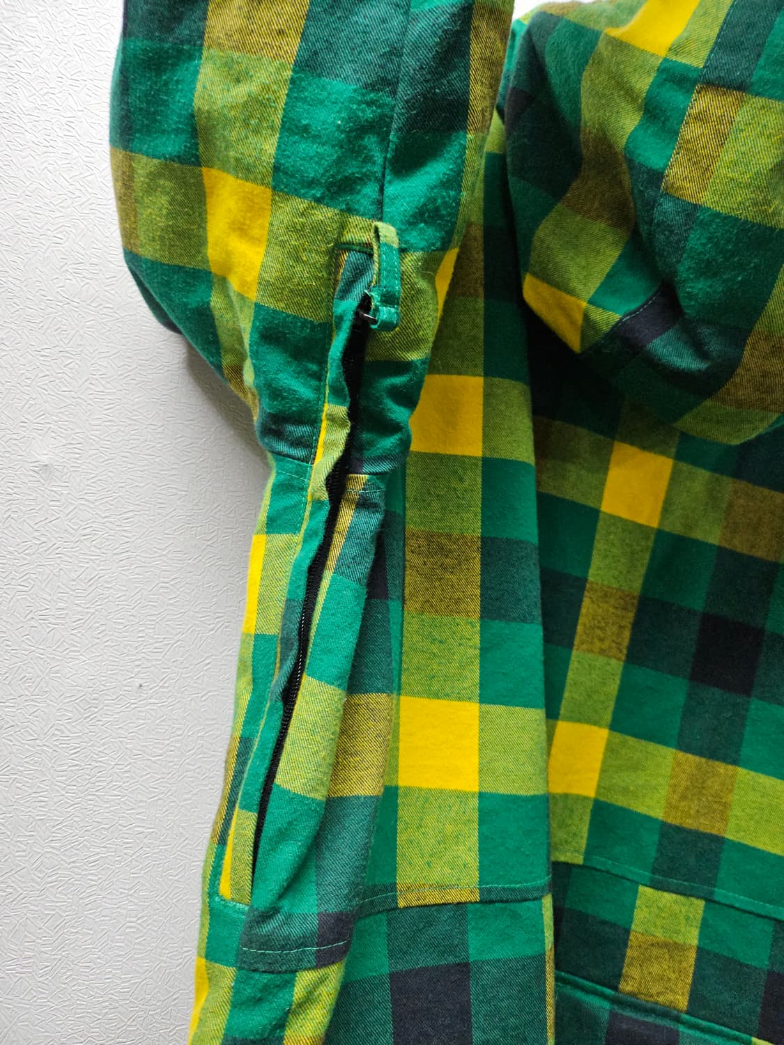 LAZYBEE 체크 후드 자켓 그린/옐로우 남성점퍼 M 상품이미지4