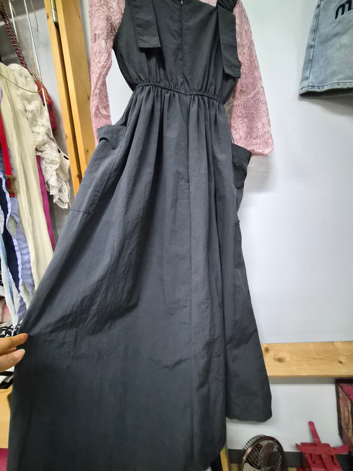 바스락 포켓 끈 원피스. 수입레이스 상품이미지4