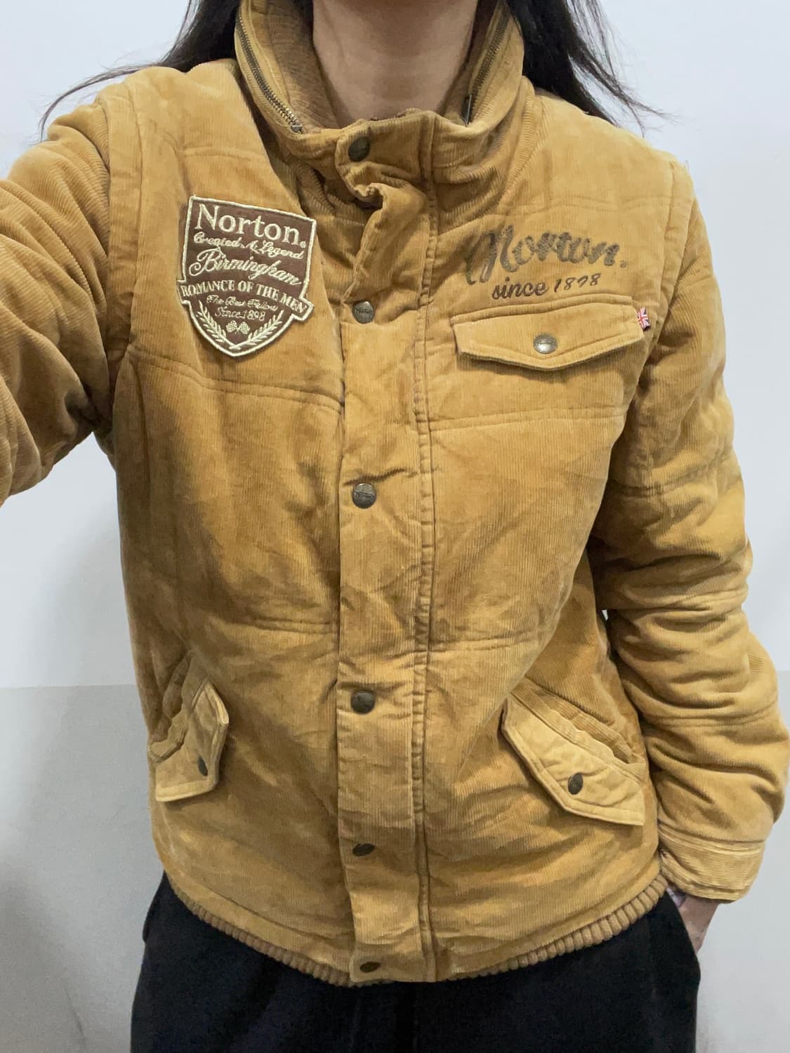 (빈티지)Norton 자수패치 소매 탈부착 2way 코듀로이 자켓 상품이미지1