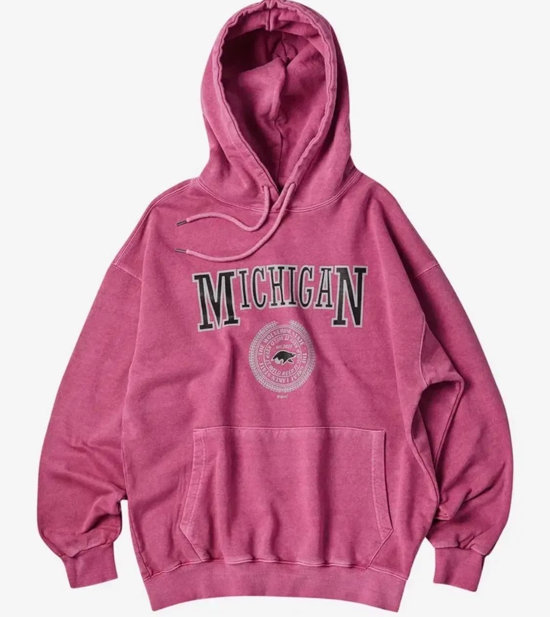 트래블 미시간 울버린 피그먼트 후드티 마젠타 상품이미지1