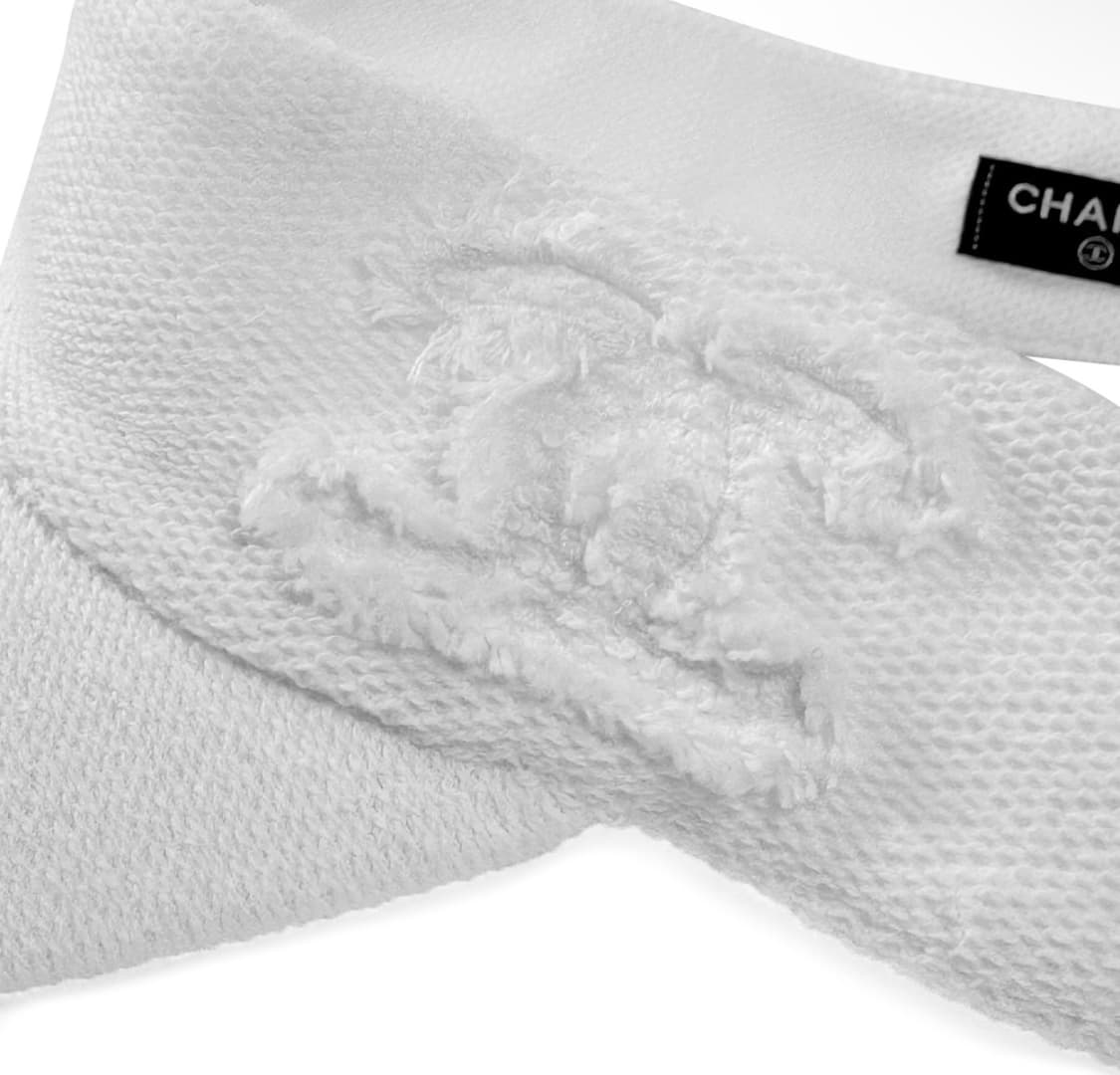 샤넬 여성 CC 로고 코코 비치 코튼 드릴 썬바이저 썬캡 모자 화이트 상품이미지6