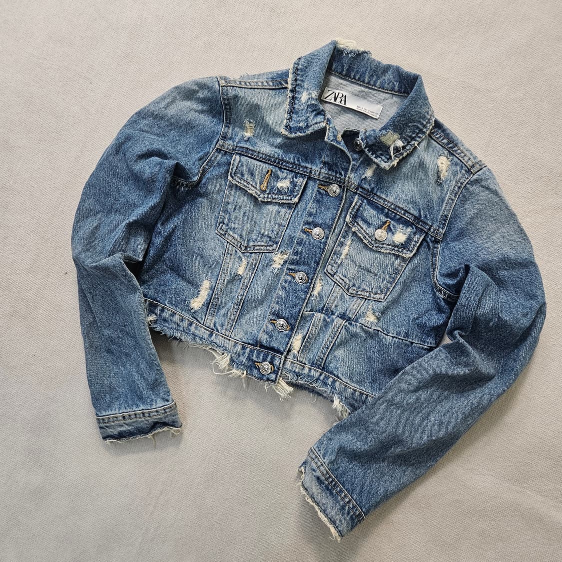 S 자라 여성 크롭 데미지 데님 재킷 0401Y 상품이미지1