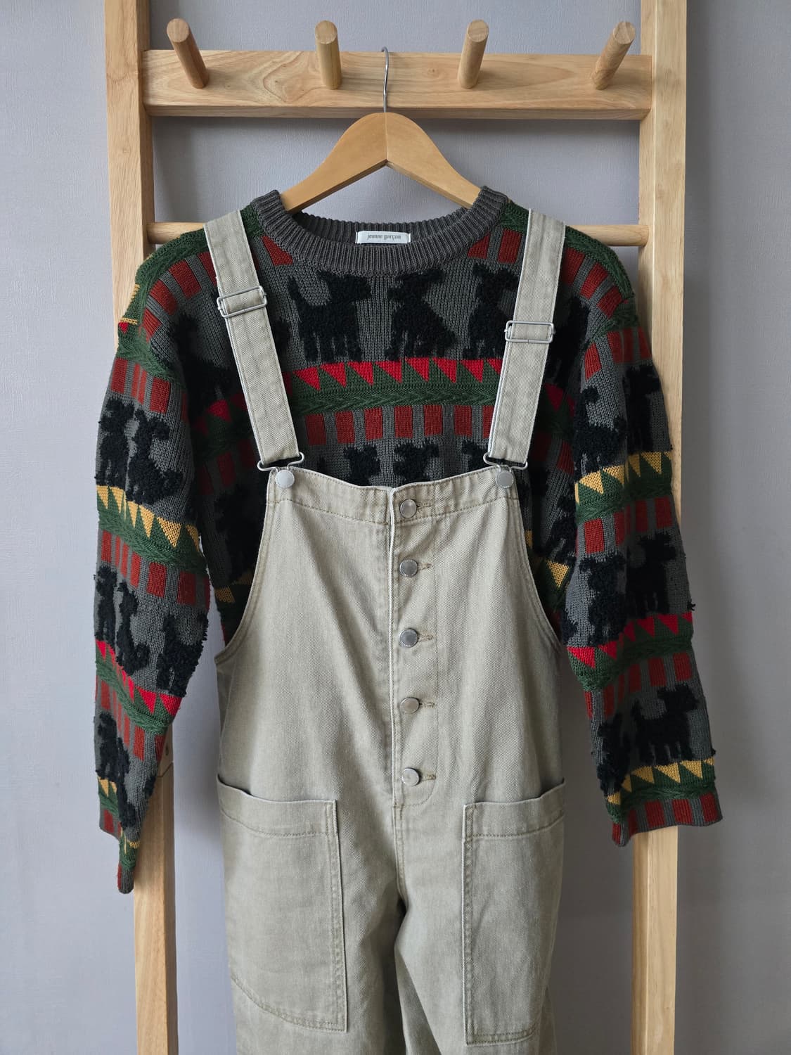 빈티지 도그 패턴 울혼방 니트 상품이미지7