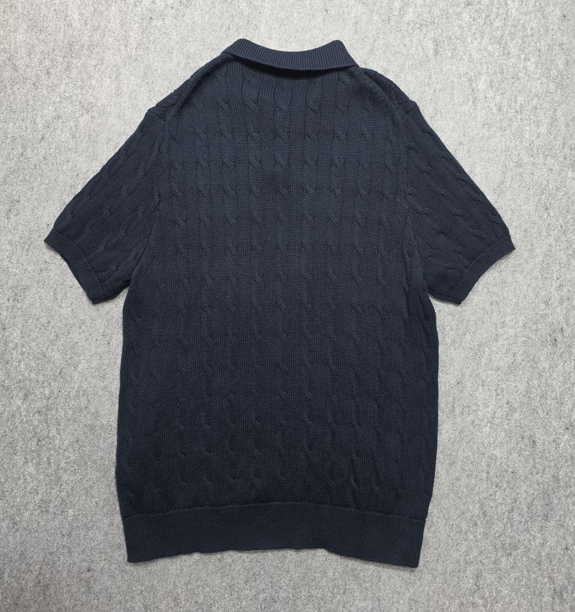폴로 랄프로렌 케이블 꽈배기 큐알택 하프단추 카라 반팔니트 2XL 네이비 상품이미지2