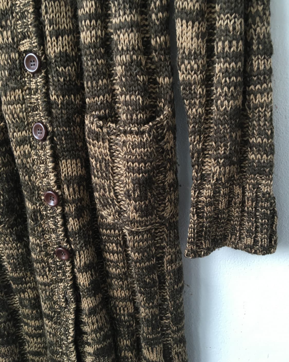 Belted high neck long knit cardigan 상품이미지5