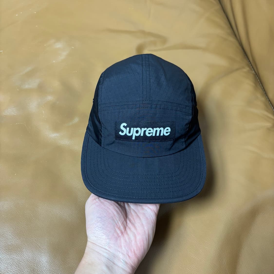 슈프림 캠프캡 모자 박스로고 왁스드 립스탑 블랙 상품이미지2