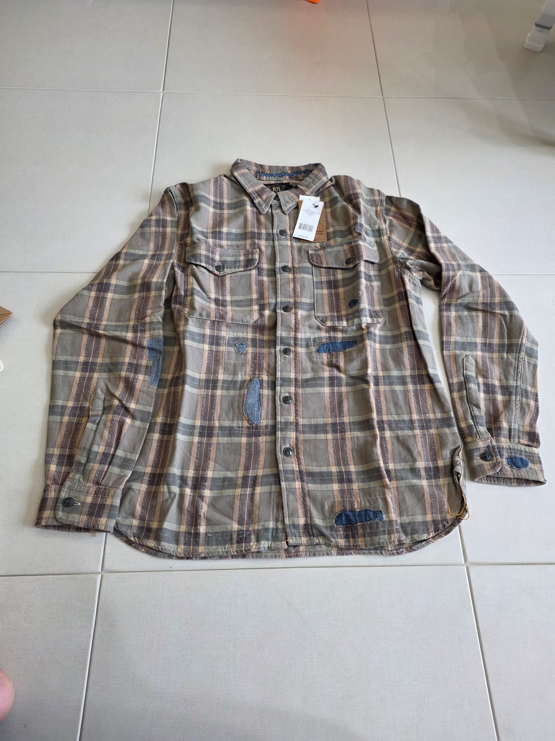 RRL 리페어 프래드 트윌 워크셔츠 상품이미지1