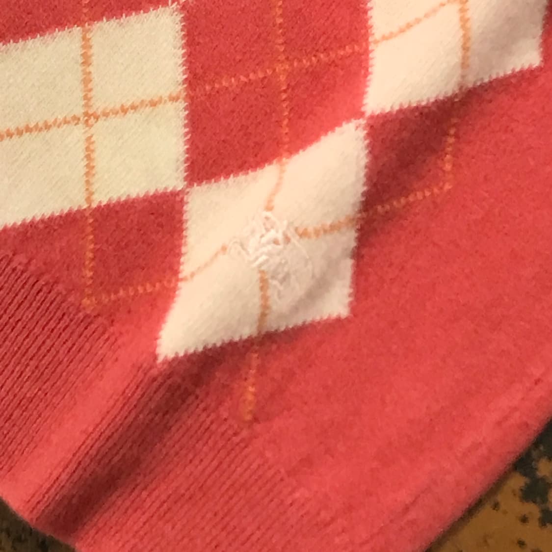 버버리 톤다운 오렌지 아가일 패턴 반팔 울 니트 여성 55  상품이미지4