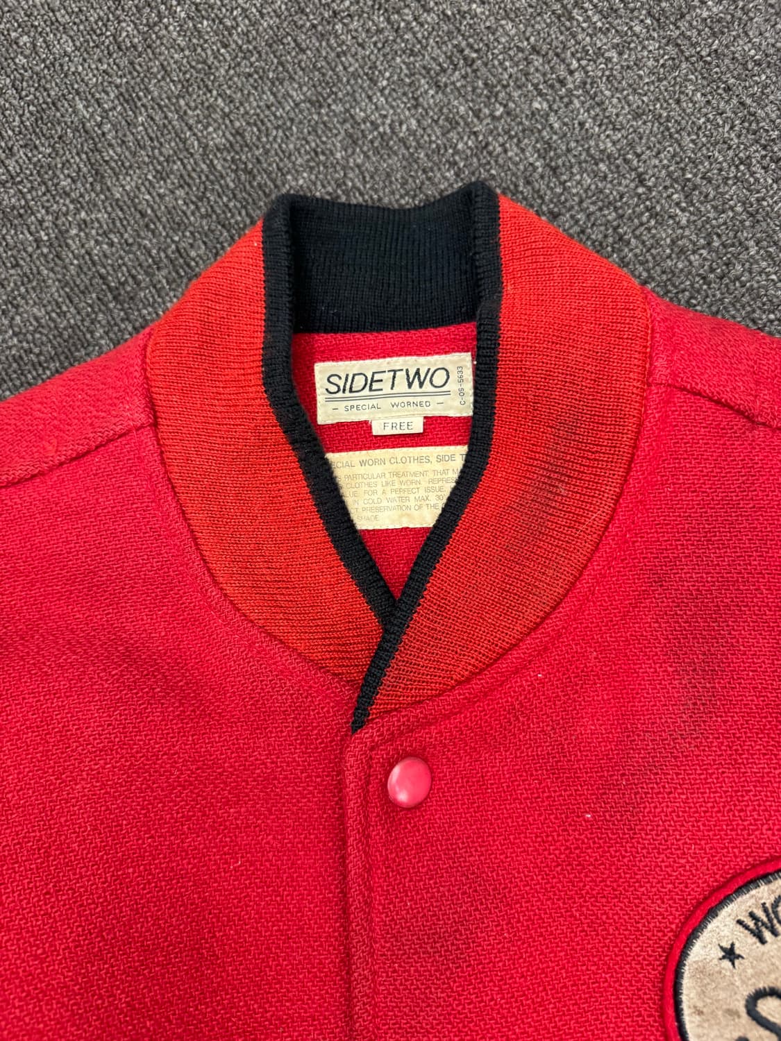 OS)Japanese vintage 레드/브라운 바시티 자켓 상품이미지5