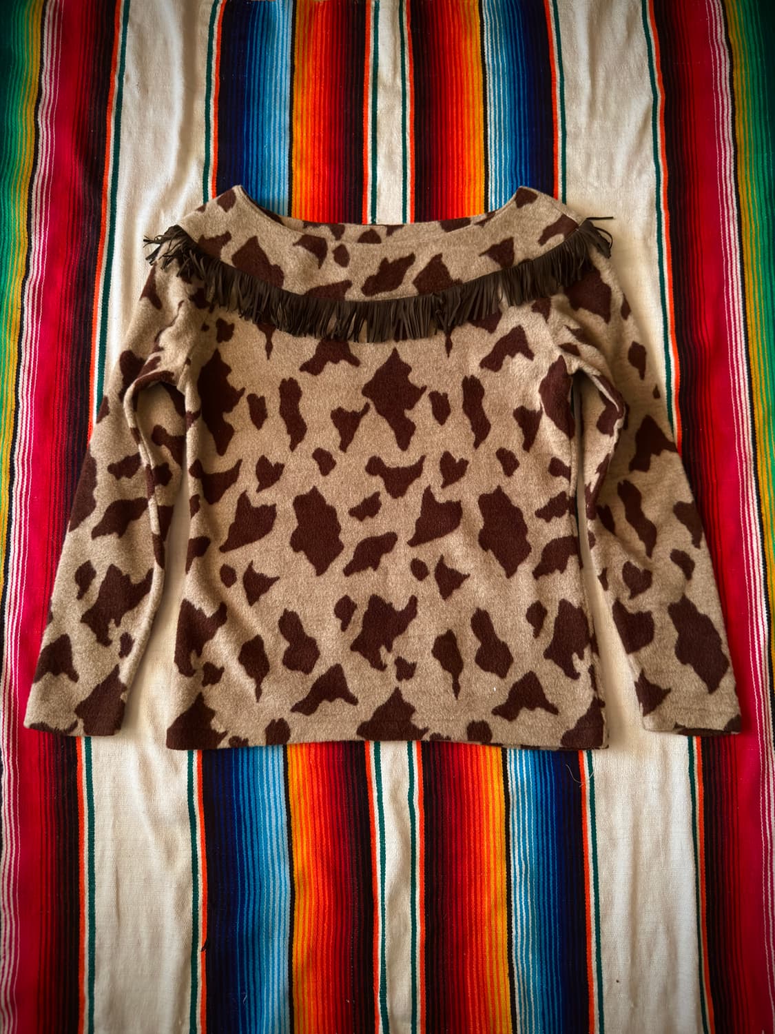 vtg Vicky cow print western fringe 롱슬리브 상품이미지5