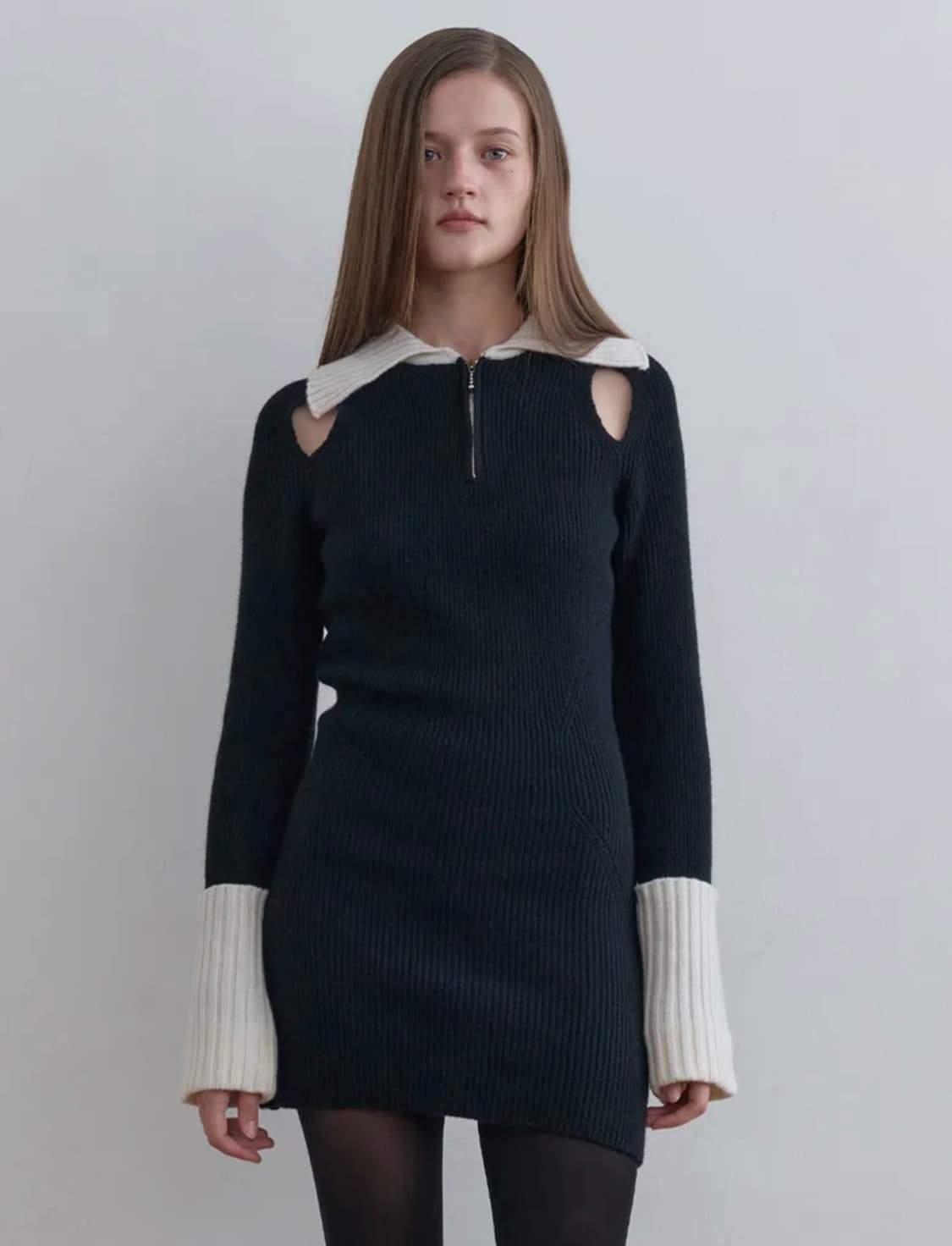 기준 하프 집업 니트 원피스 Half Zip-Up Knit Dress 상품이미지1