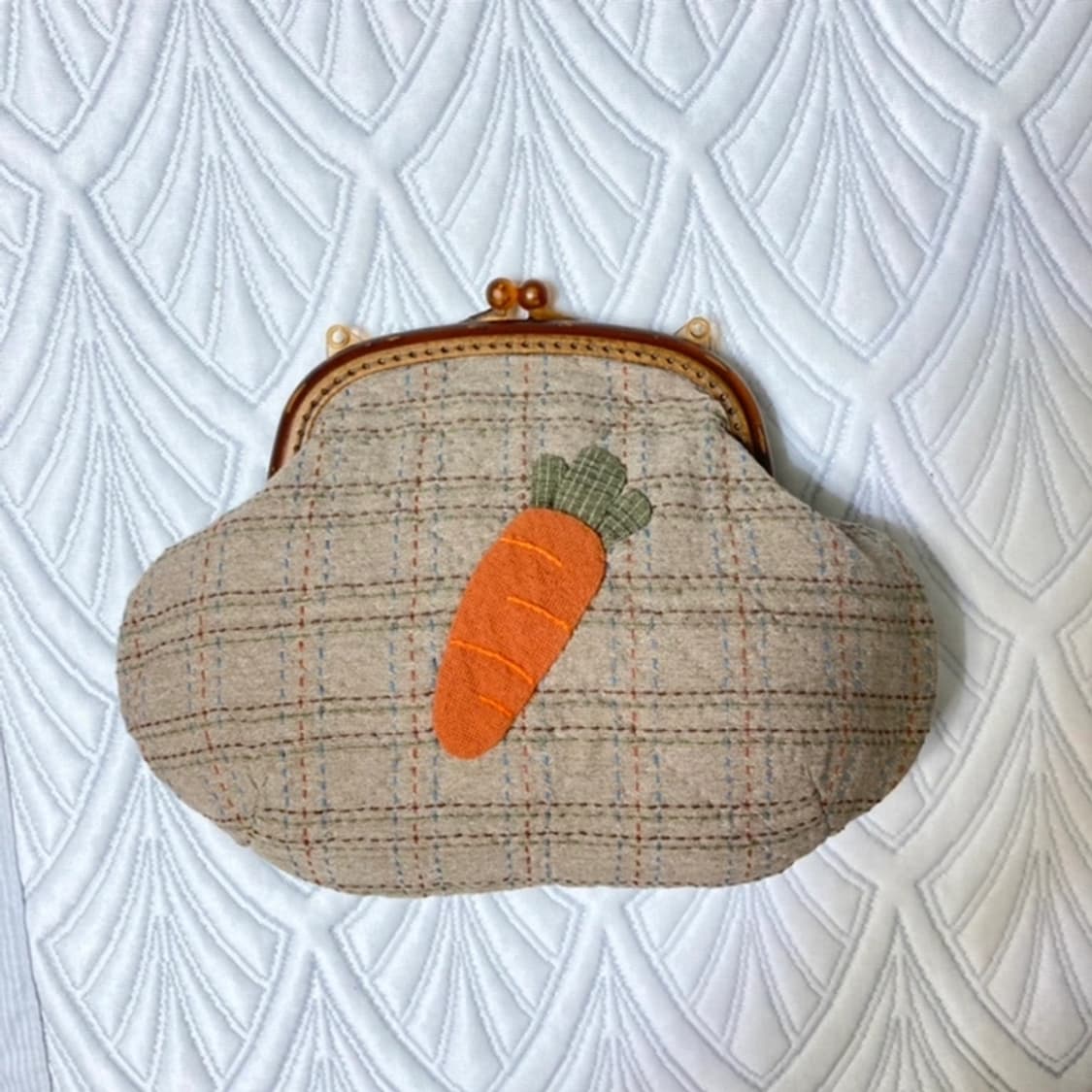 핸드메이드 당근 아플리케 고급 일제퀼트원단 미니 프레임백 파우치 퀼트백 상품이미지3