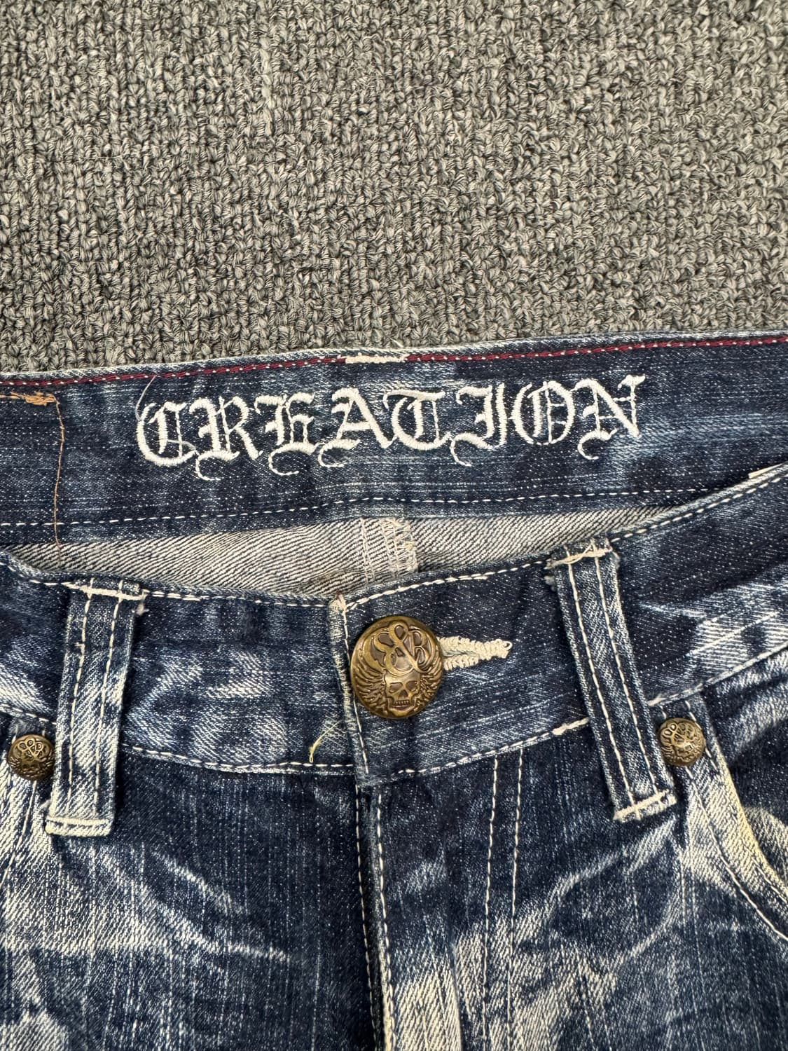 OS)Japanese vintage 워싱 Y2K 패치 프린팅 여성 데님팬 상품이미지3