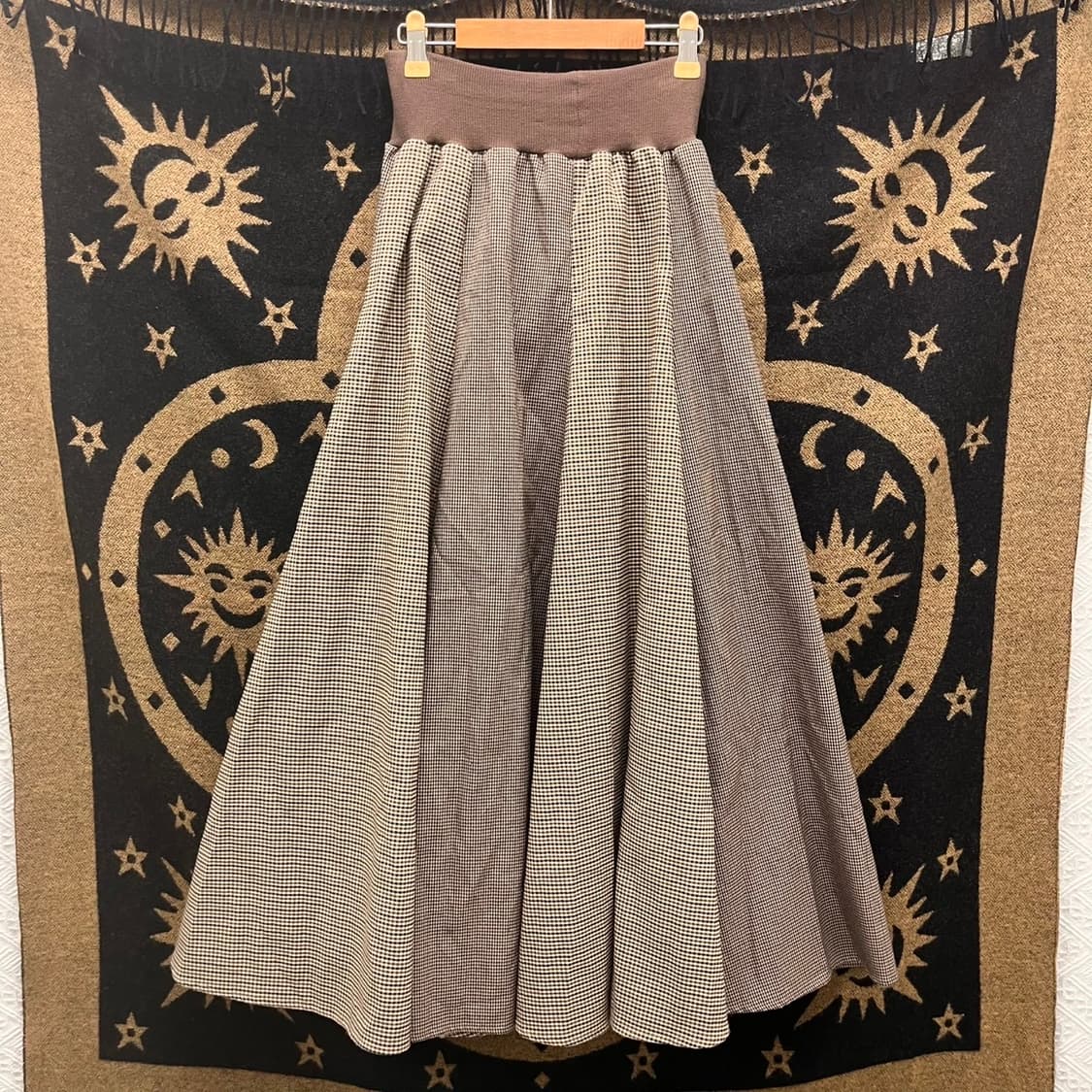 빈티지 키치 패치워크 모리걸 밴딩 체크 플레어 롱스커트 K0007 상품이미지3