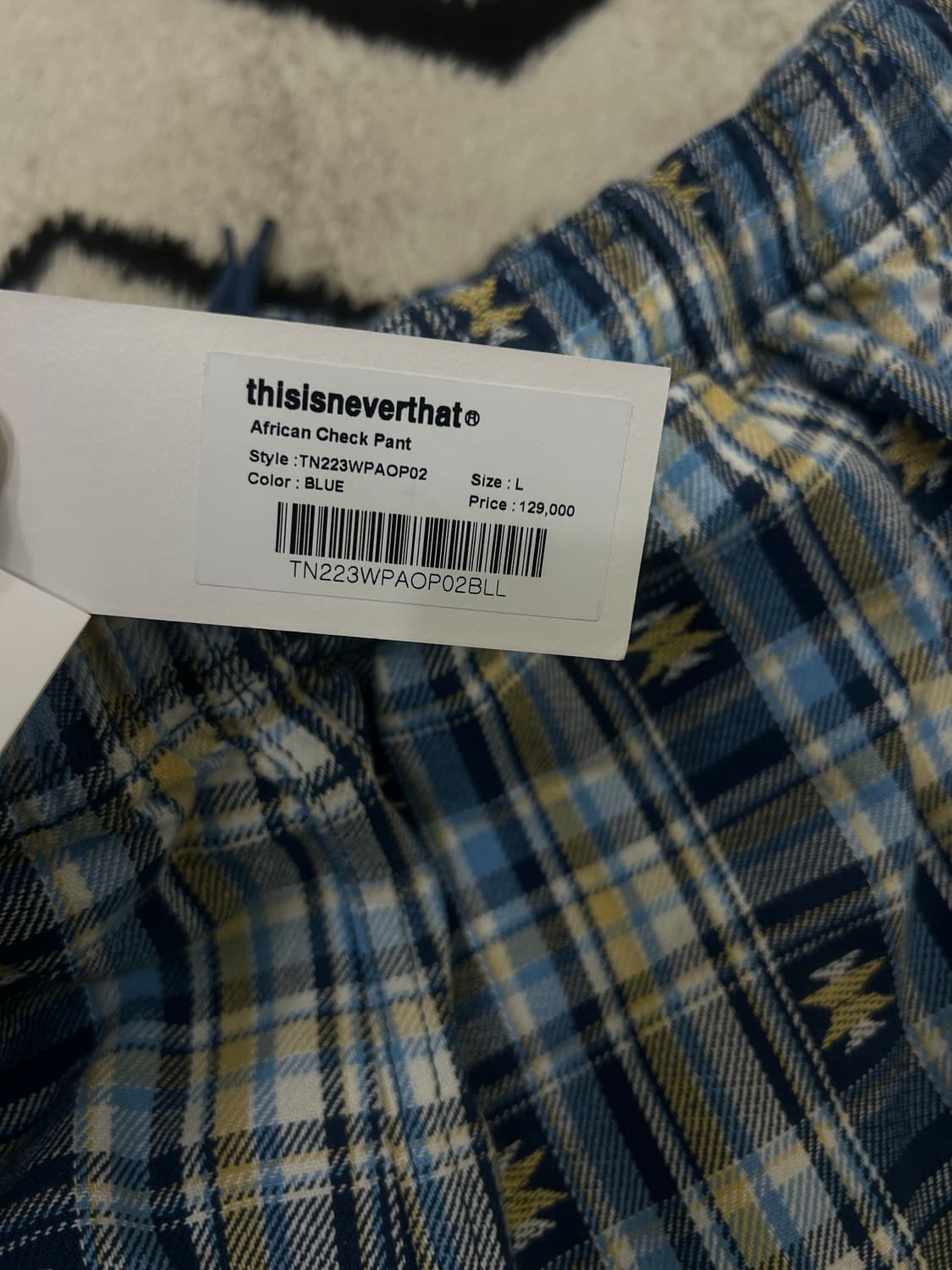 [L]디스이즈네버댓 아프리칸 체크 밴딩 와이드 코튼 팬츠/블루 상품이미지5