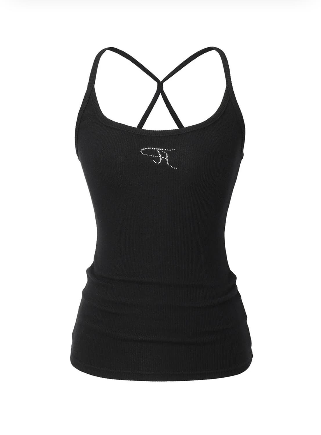 쓰리타임즈 jewel cross back tank top black 상품이미지1