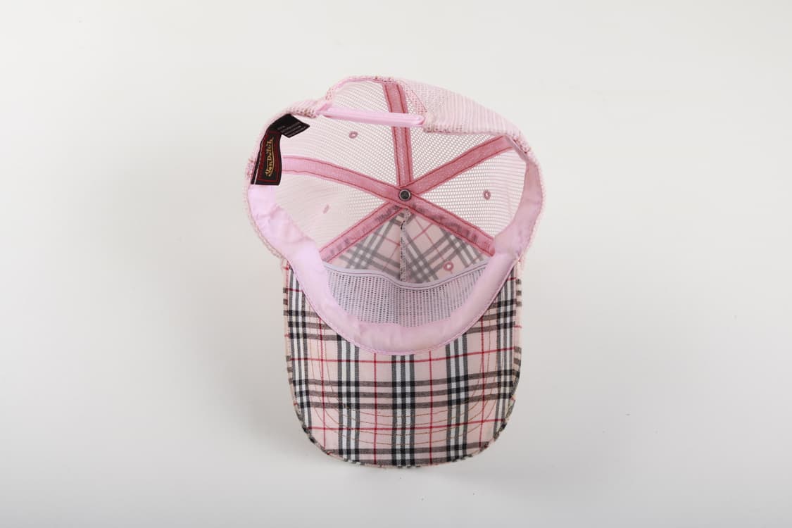 90's 본더치 핑크 체크 트러커 메쉬캡 모자 상품이미지5