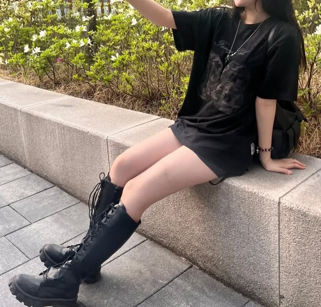 네스티팬시클럽 카모 티셔츠 스탠다드핏 갸루깔 상품이미지2