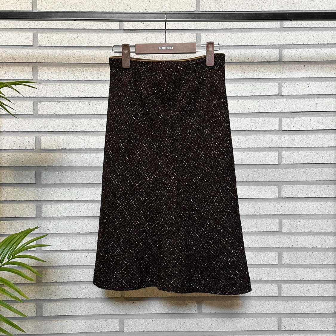 JPN VINTAGE 트위드 롱 스커트 플레어 핏 브라운 상품이미지2