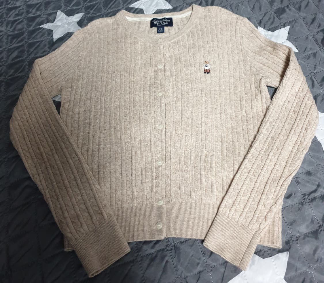 후아유 스티브 케이블 니트 가디건 베이지 (M) 상품이미지1