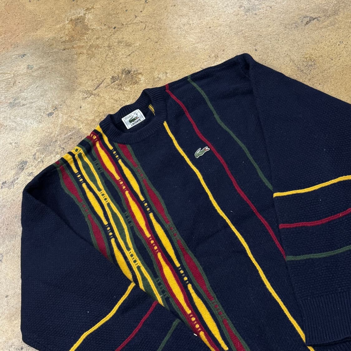 [정품/105] 라코스테 네이비 멀티 스트라이프 니트 b19 상품이미지1
