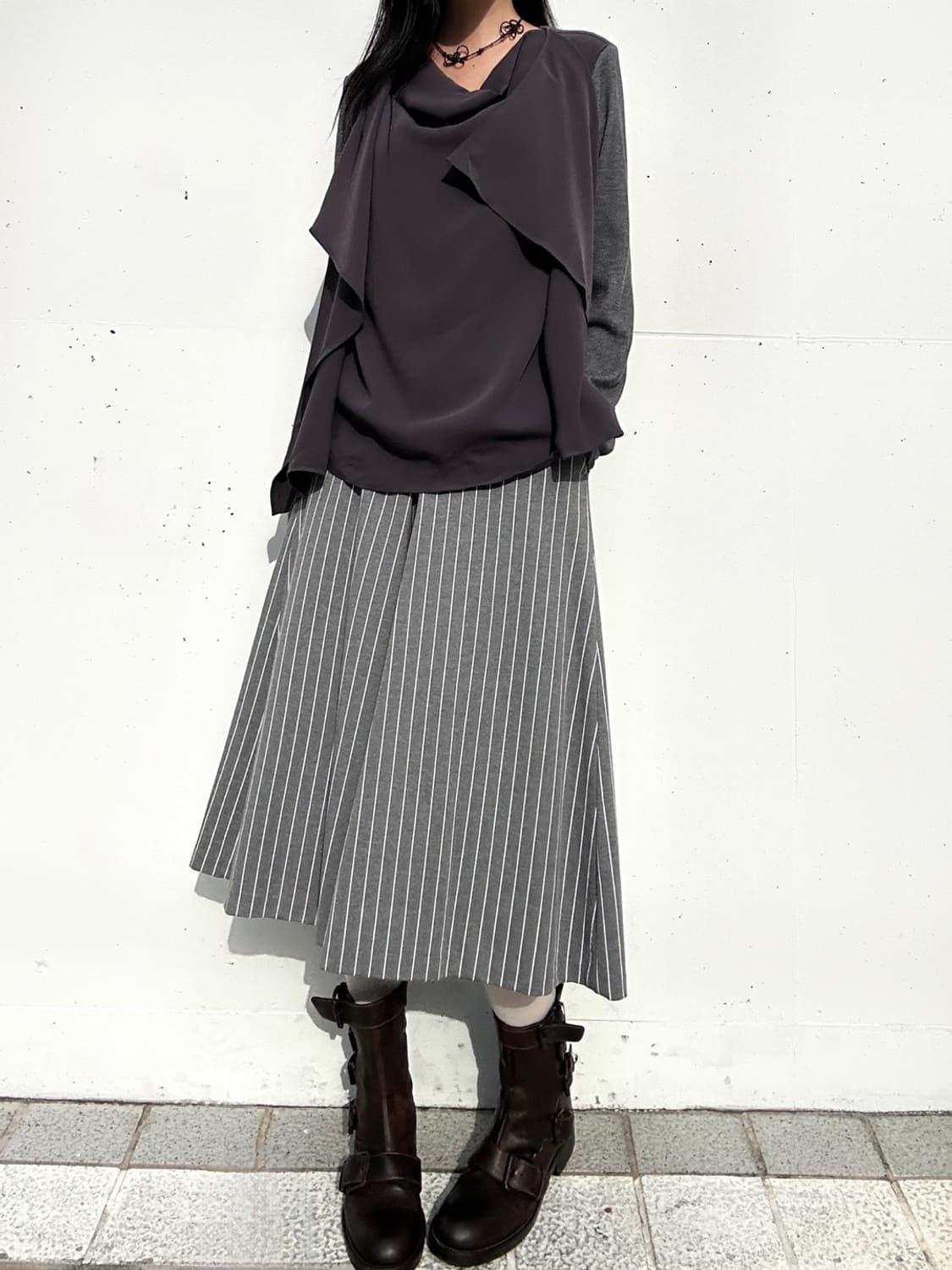 Side drape tencel top / charcoal 상품이미지8
