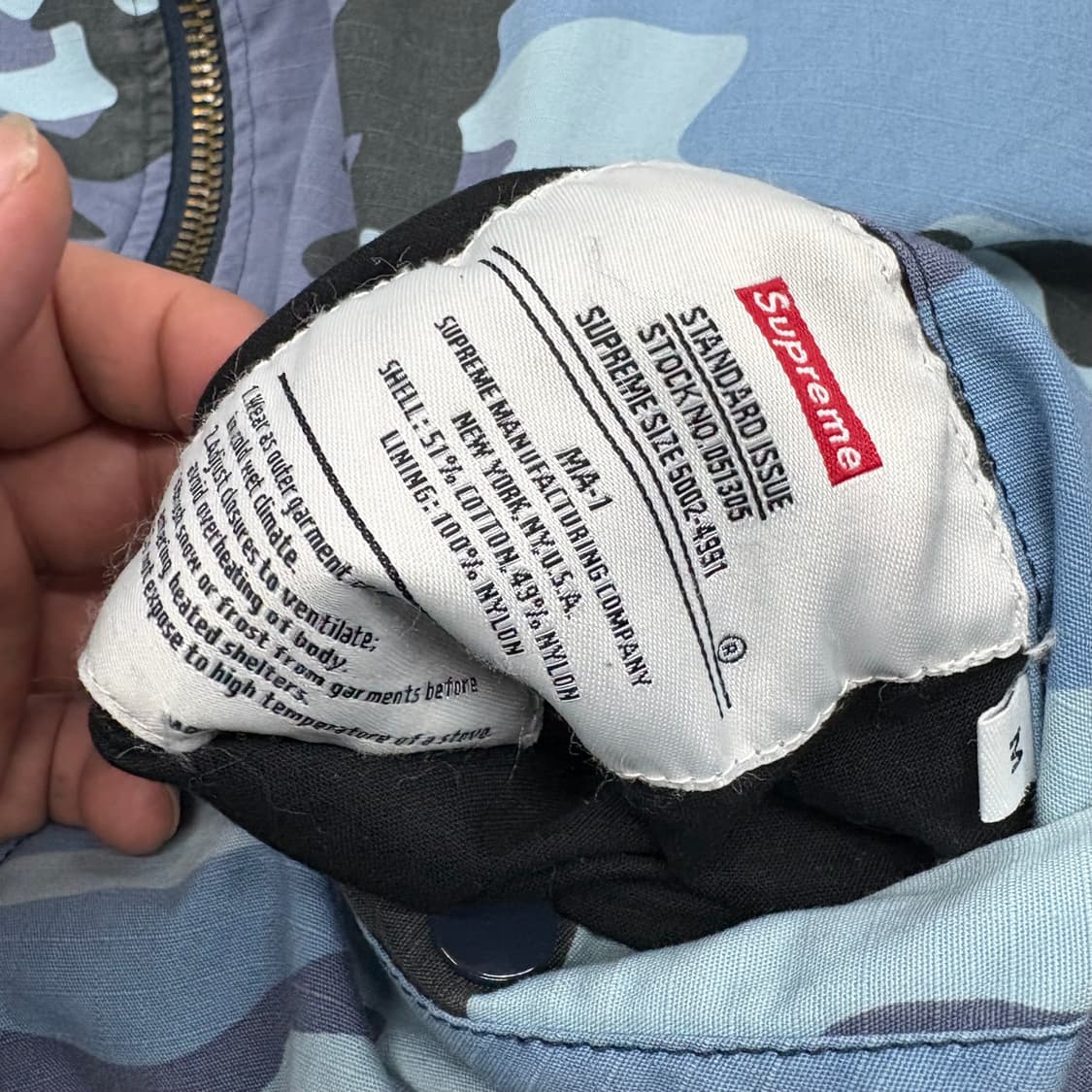 (100)슈프림블루카모Ma-1 상품이미지5