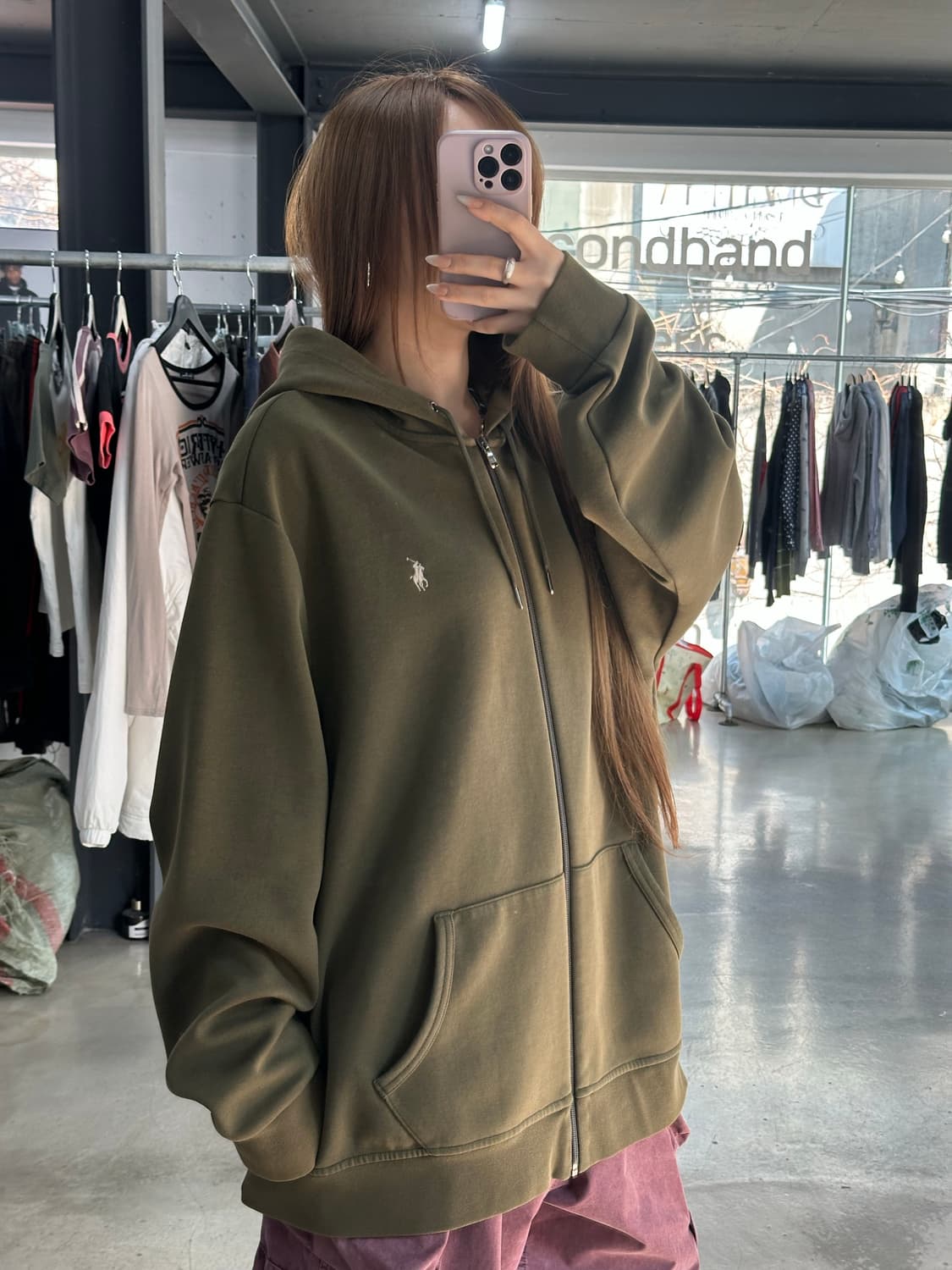 폴로랄프로렌 포니 후드집업 카키 상품이미지3