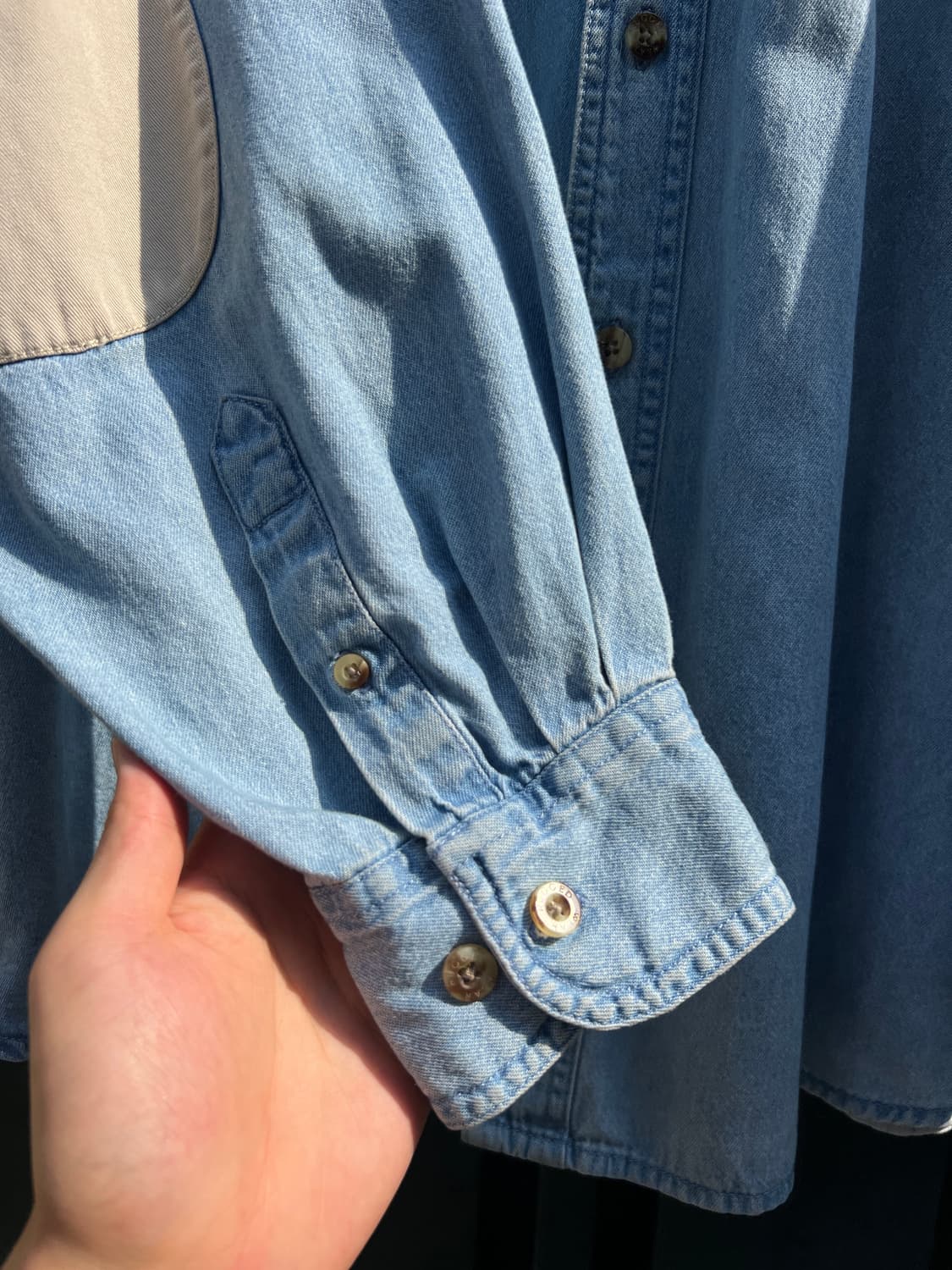 [2XL]90's 랭글러 USA 아이보리 카라 2포켓 데님 셔츠 상품이미지5