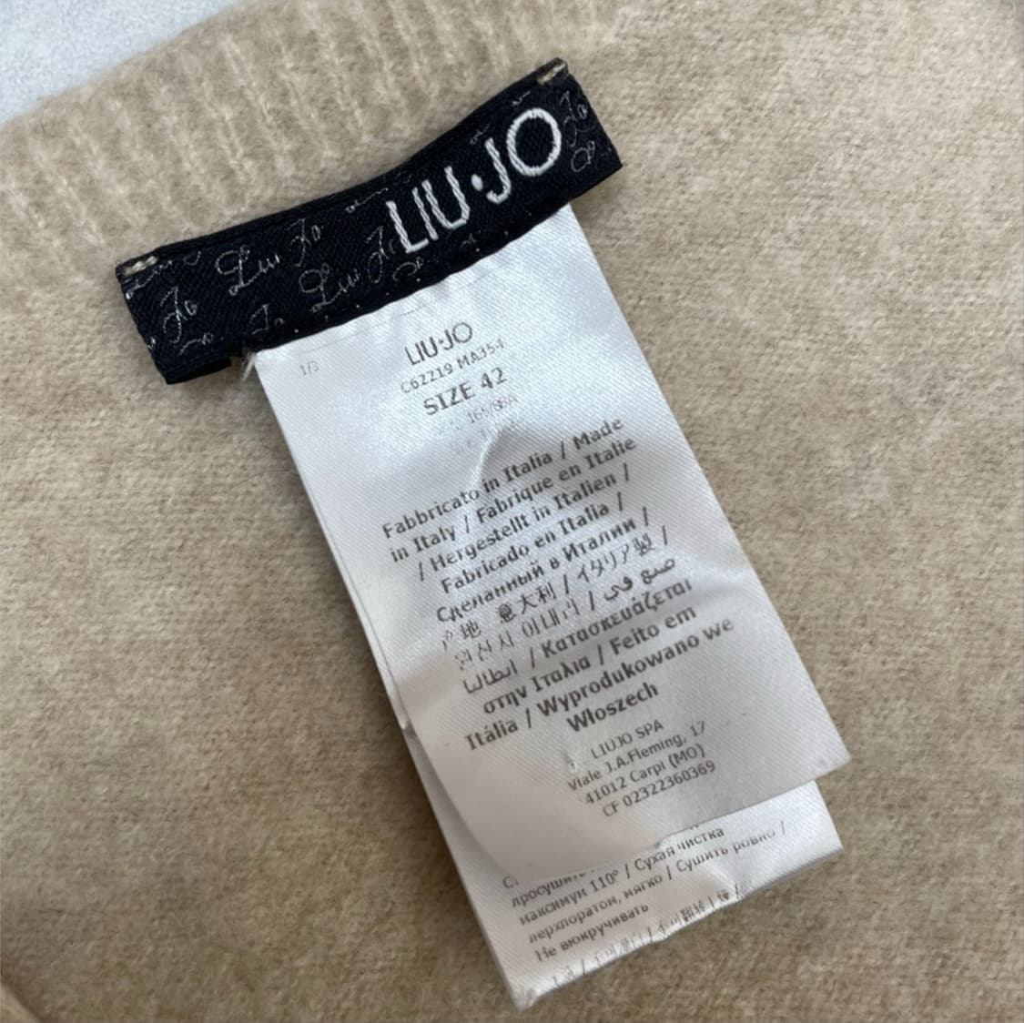 리우조 Liu jo 연베이지 캐시미어 브이넥 니트 42 상품이미지2