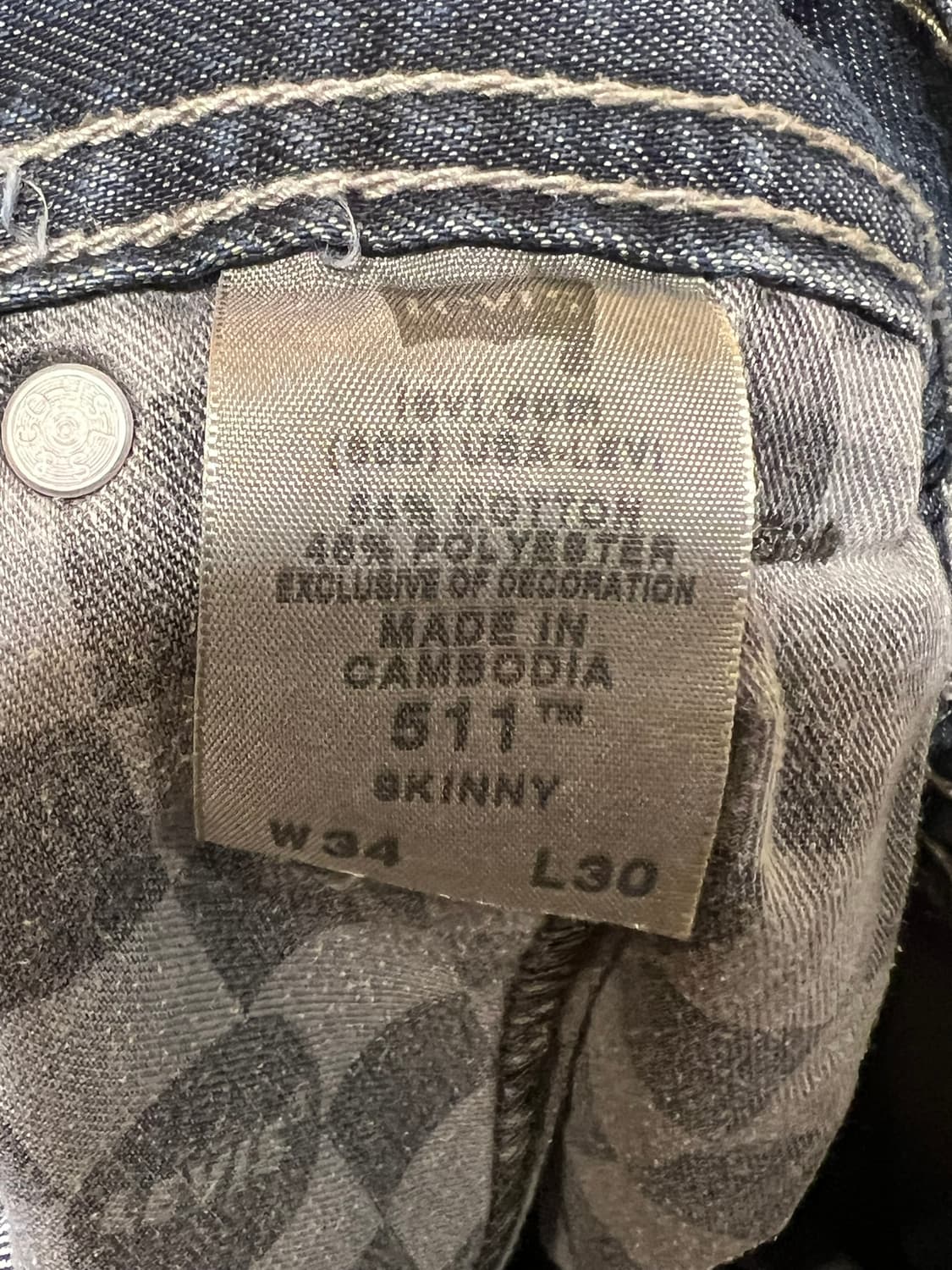 [34x30] 리바이스 511 슬림 핏 데님 팬츠 인디고 청바지 상품이미지9