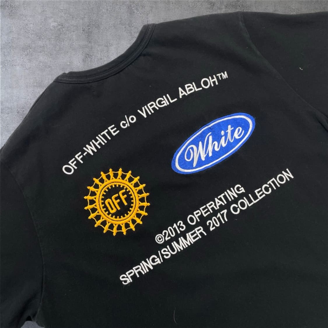 오프화이트 Off-white 블랙 로고 자수 반팔 티셔츠 M 상품이미지8