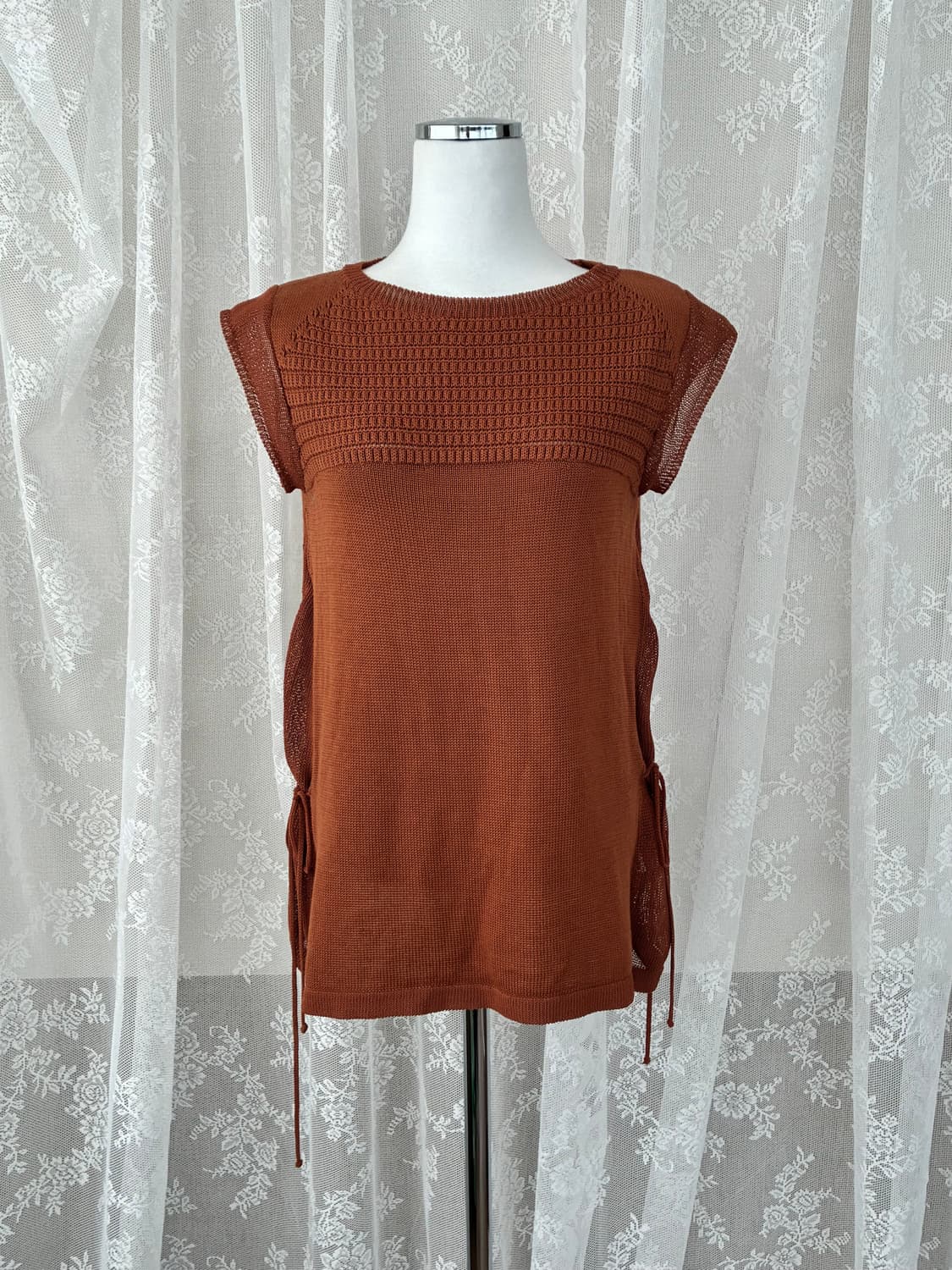 38) 엠포리오 아르마니 리본 니트 탑 브라운 상품이미지1