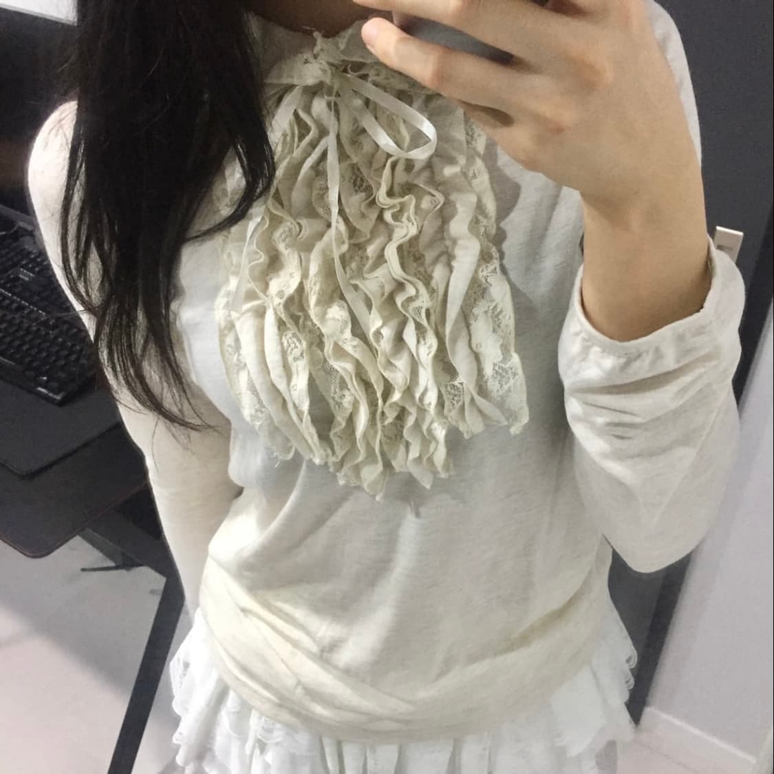 nerveux femme 고스로리 갸루 프릴 레이스 롱슬리브 상품이미지2