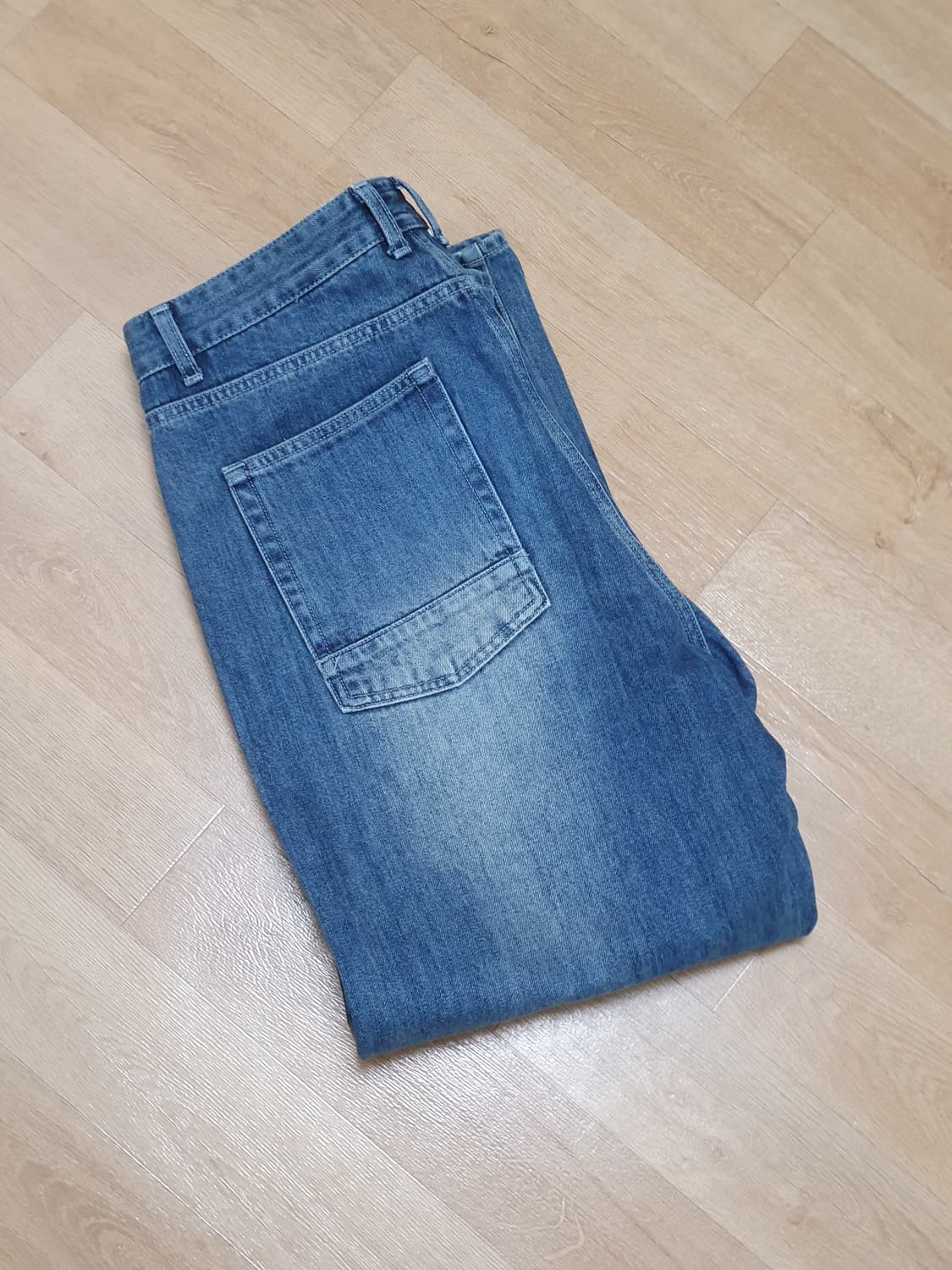 (3) 러프사이드 드레이프 데님팬츠 미디엄블루 상품이미지5