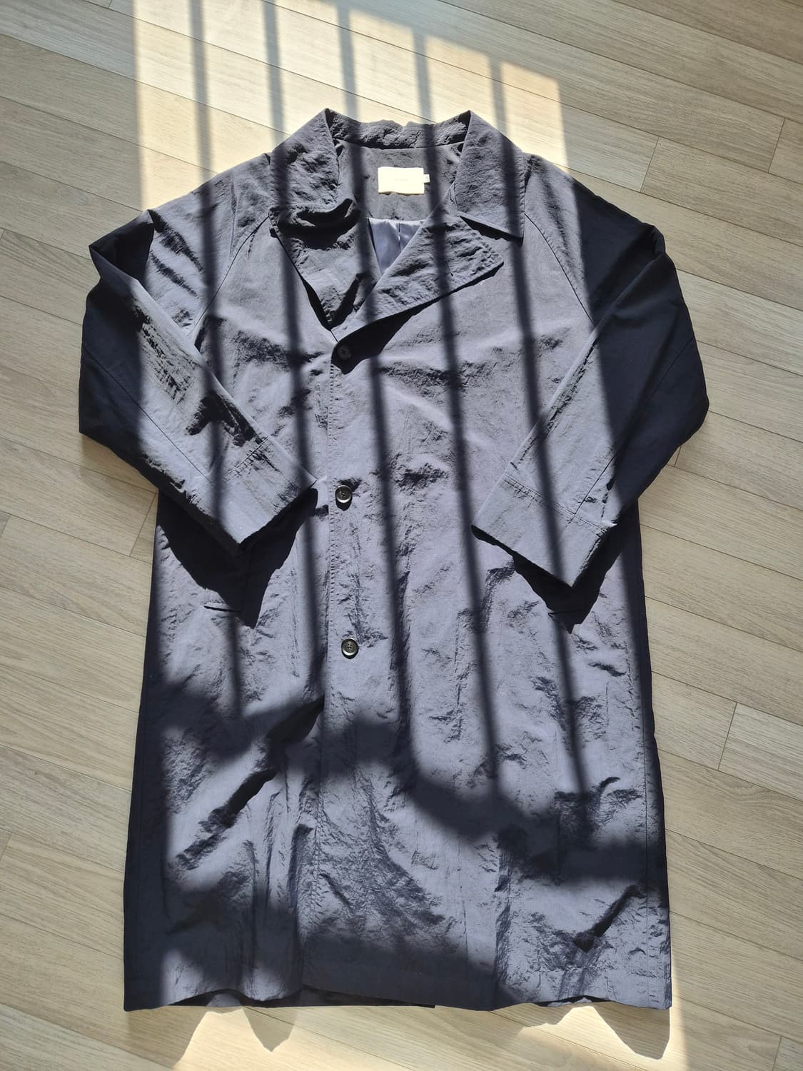 아워셀브스 리사이클 나일론(재팬 패브릭) 더블 코트 2사이즈 네이비 상품이미지1