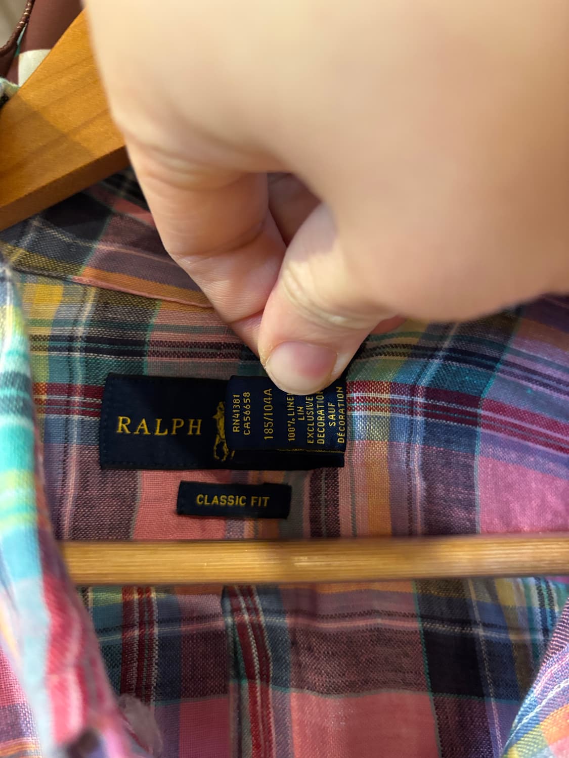 폴로 랄프로렌 핑크 체크 린넨셔츠 상품이미지4