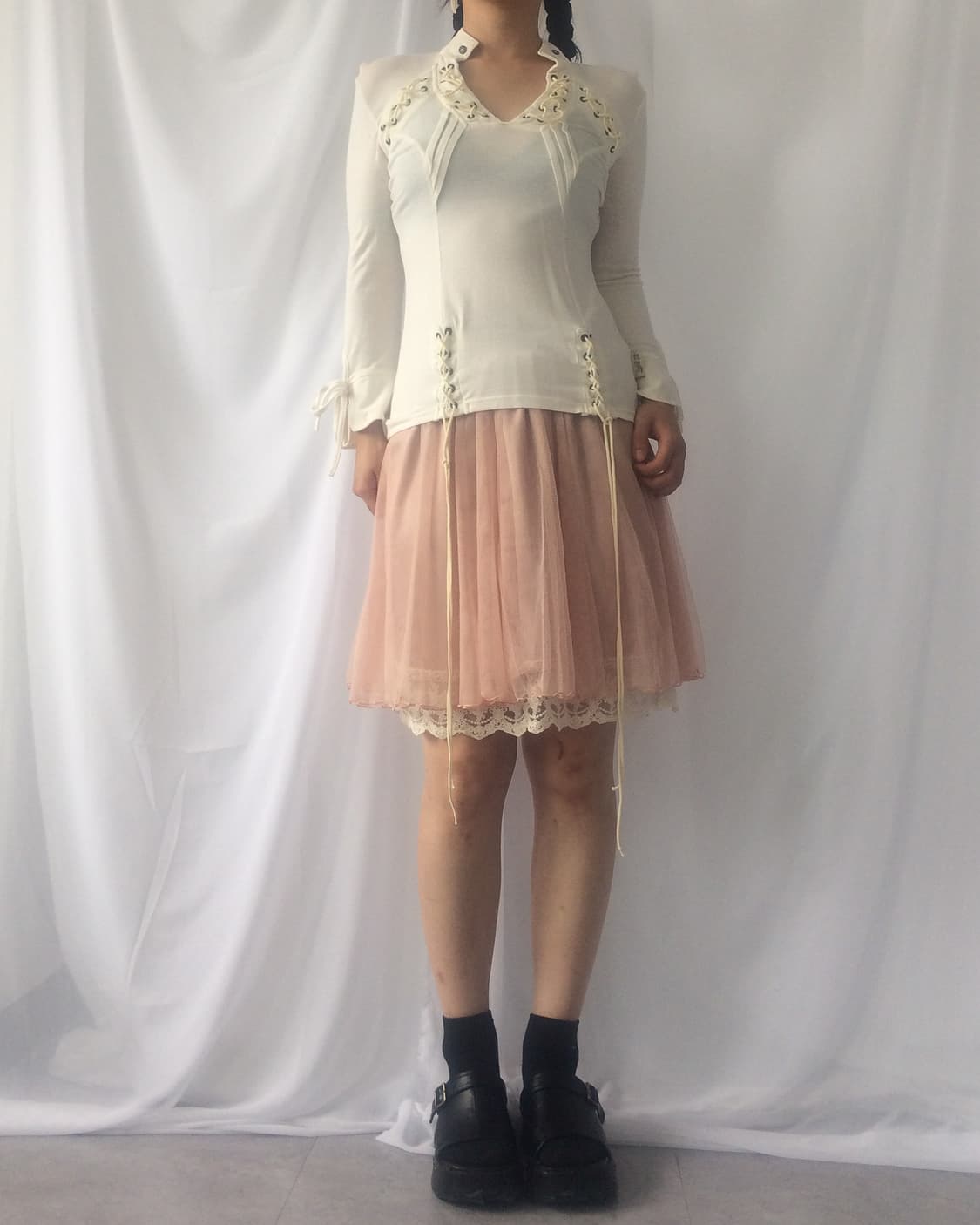 Ozz Angelo eyelet lace up point sleeve 상품이미지6