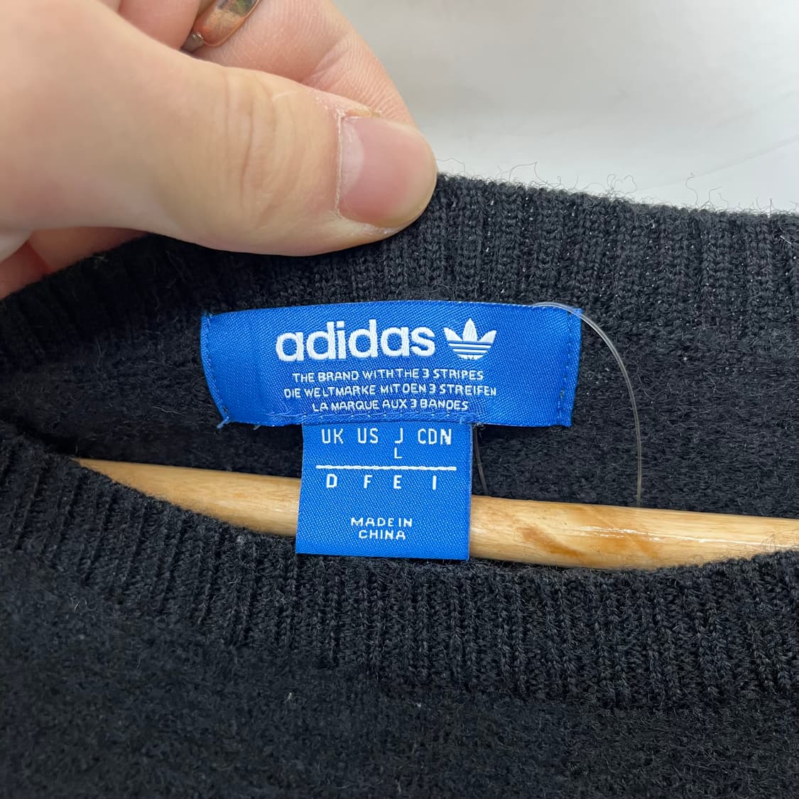 아디다스 블랙 트레포일 니트 여L 상품이미지4