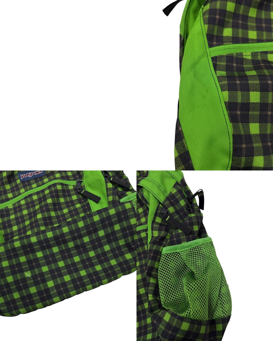 잔스포츠 빈티지 체크 패턴 백팩 가방 그린 상품이미지8